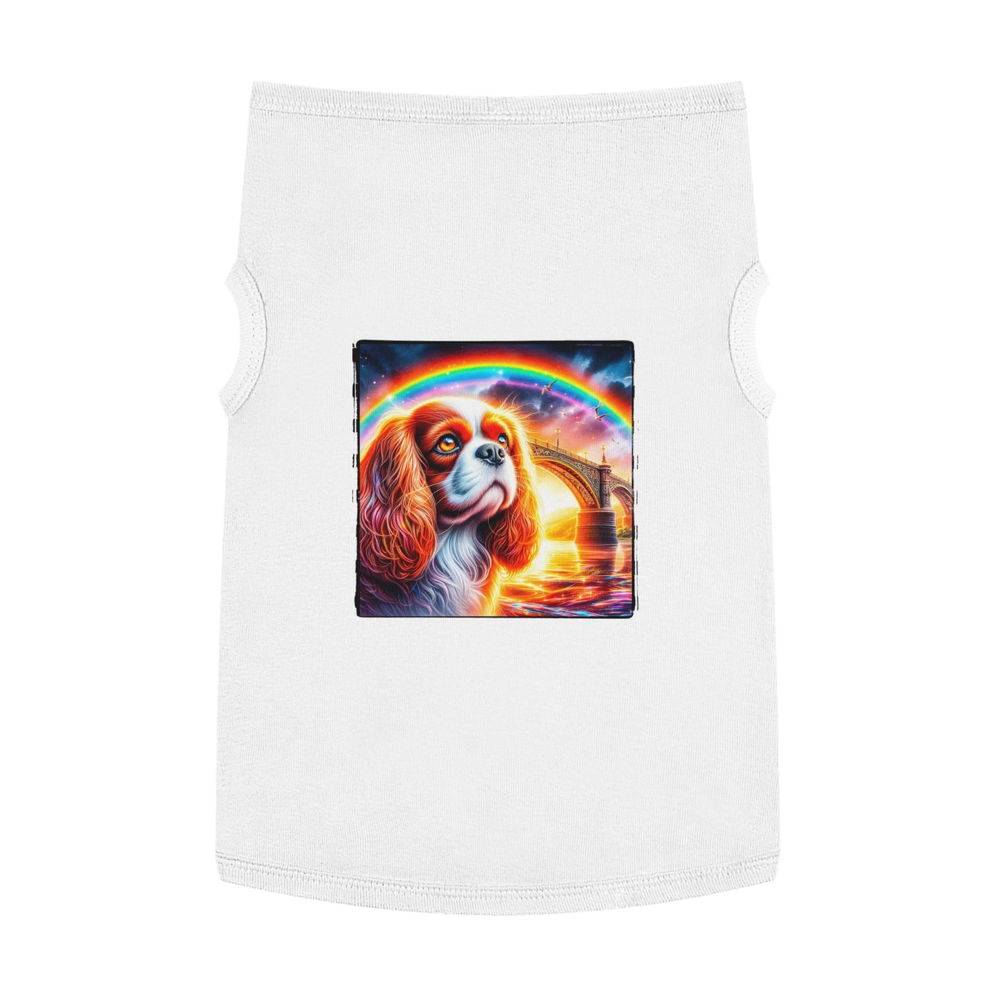 Pet Tank Top Cavalier King Charles Spaniel Rainbow bridge T Shirt Pets Printify XL White