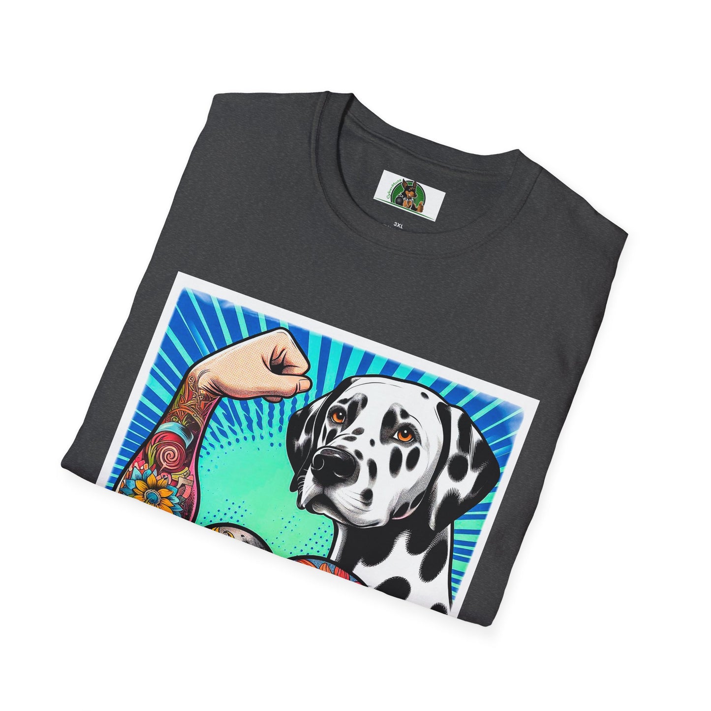 Dalmatian arm flexing t shirt T-Shirt Printify
