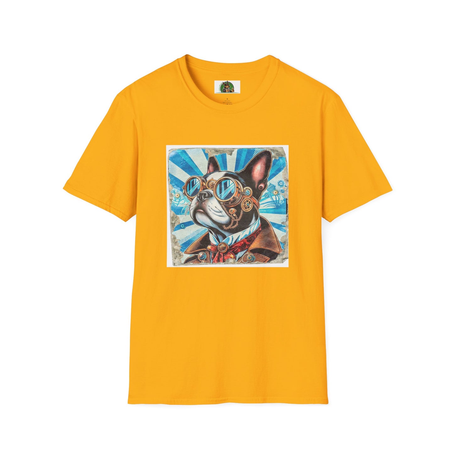 Steampunk Boston Terrier T-Shirt T-Shirt Printify S Gold