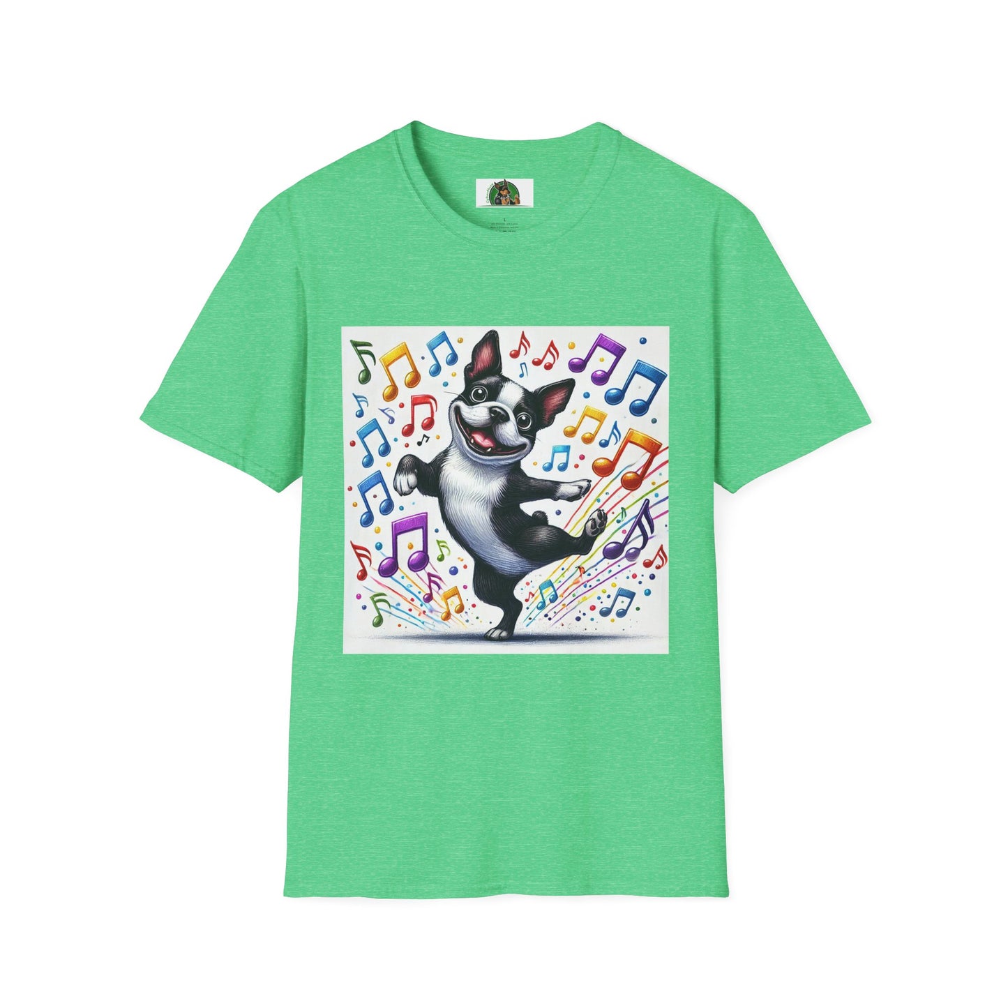 Boston Terrier Dancing Dog T-Shirt T-Shirt Printify S Heather Irish Green