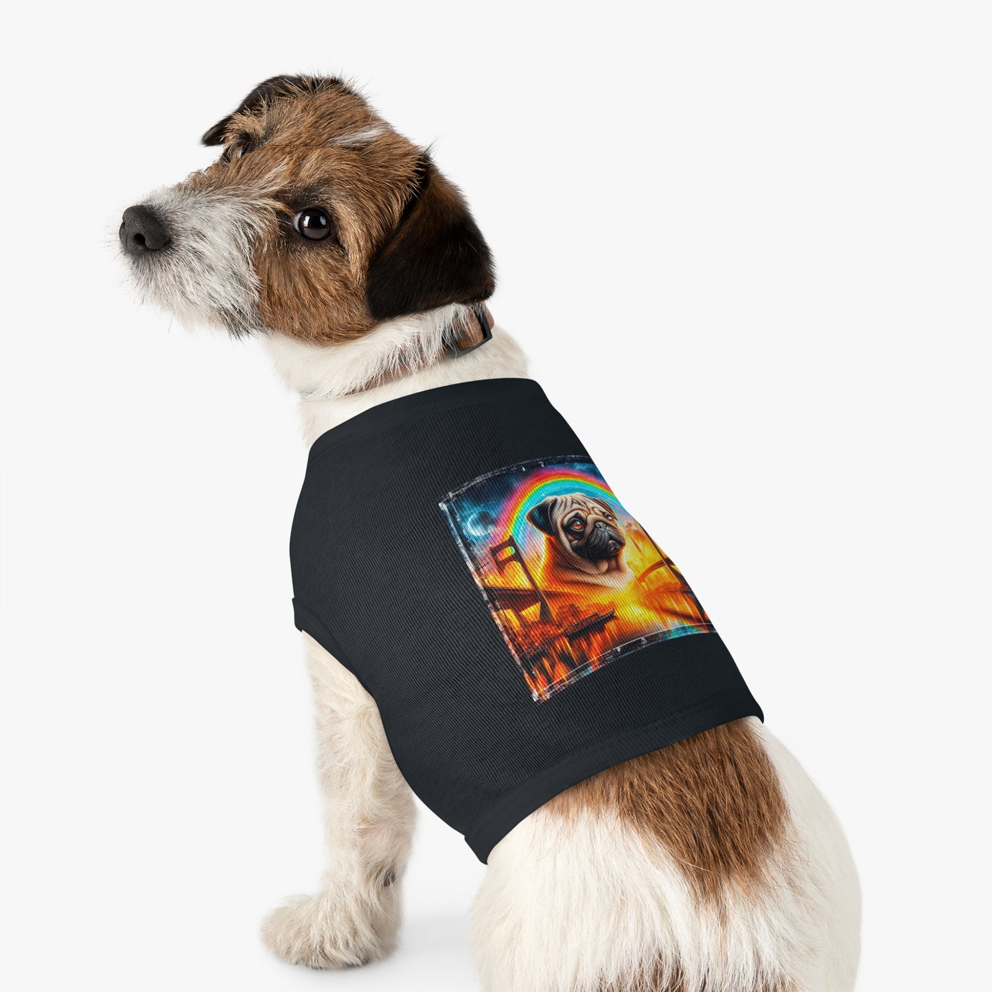 Pet Tank Top Pug bridge and rainbow Pets Printify