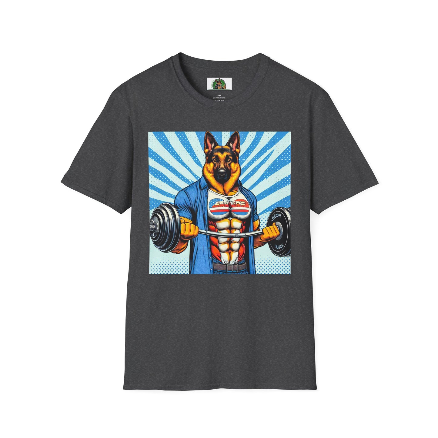 German Shepherd working out shirt T-Shirt Printify Dark Heather S