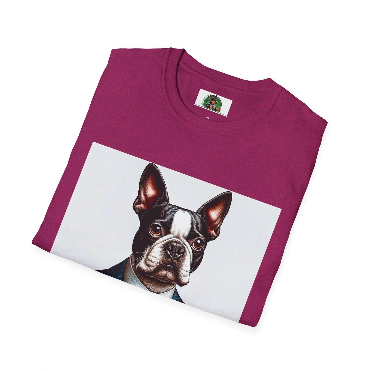 Boston Terrier Dog In Blue Suit TShirt T-Shirt Printify