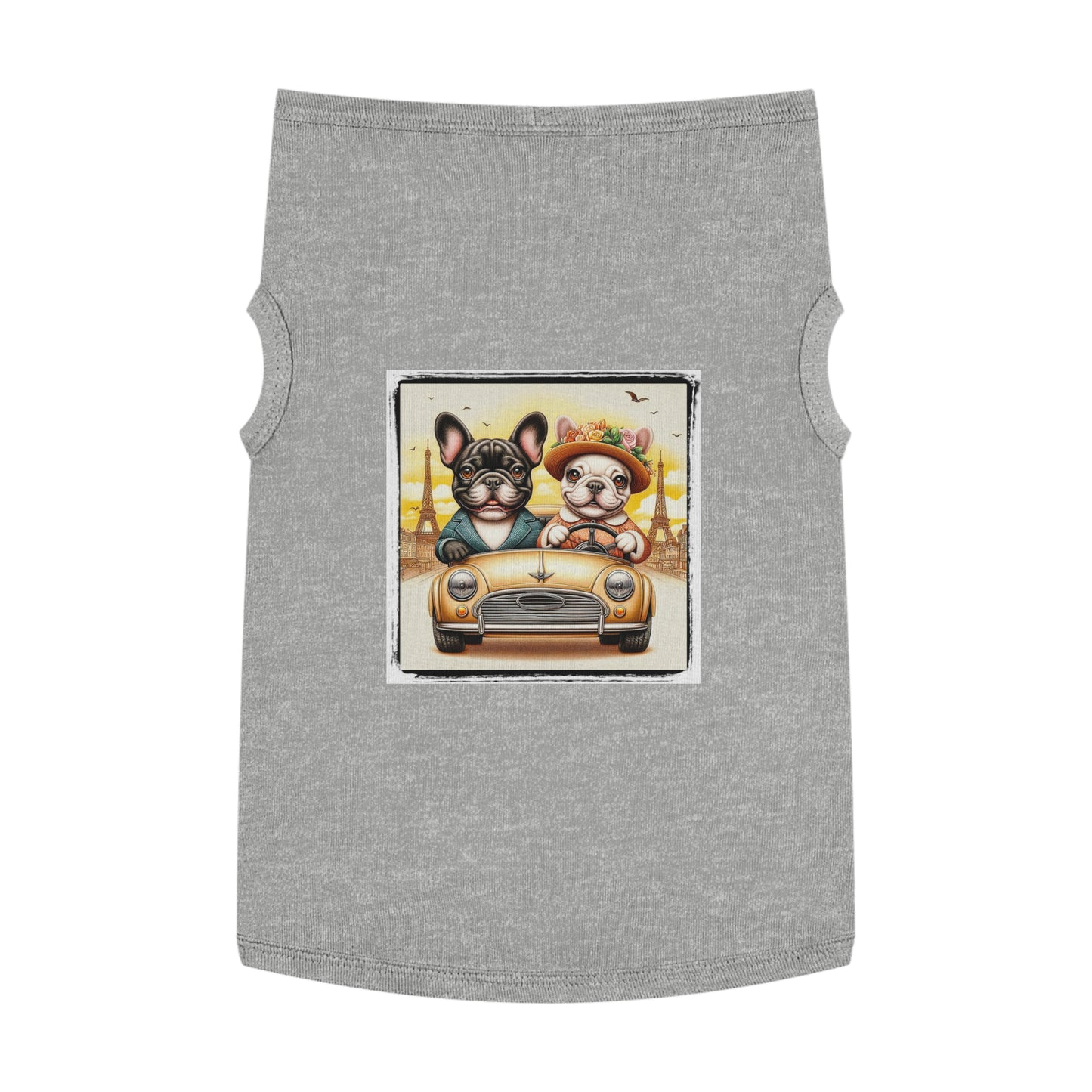 Wacky Pet Tank Top French Bulldog pretty in Paris t shirt Pets Printify XL Heather