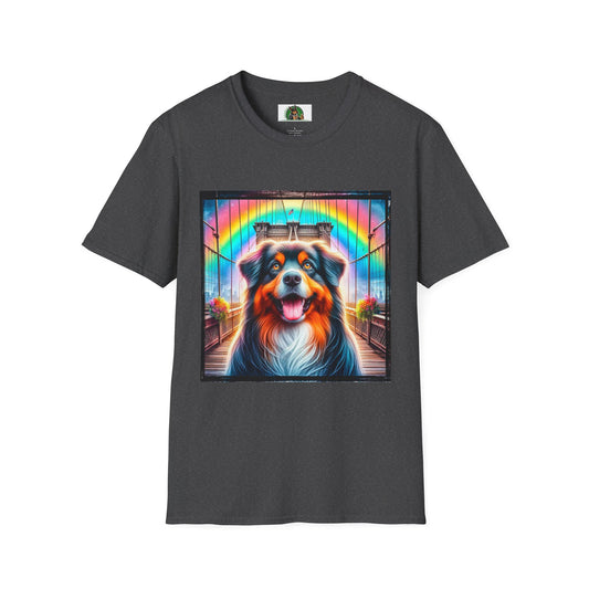 Australian Shepherd Bright Rainbow Bridge T-Shirt Printify XS Dark Heather