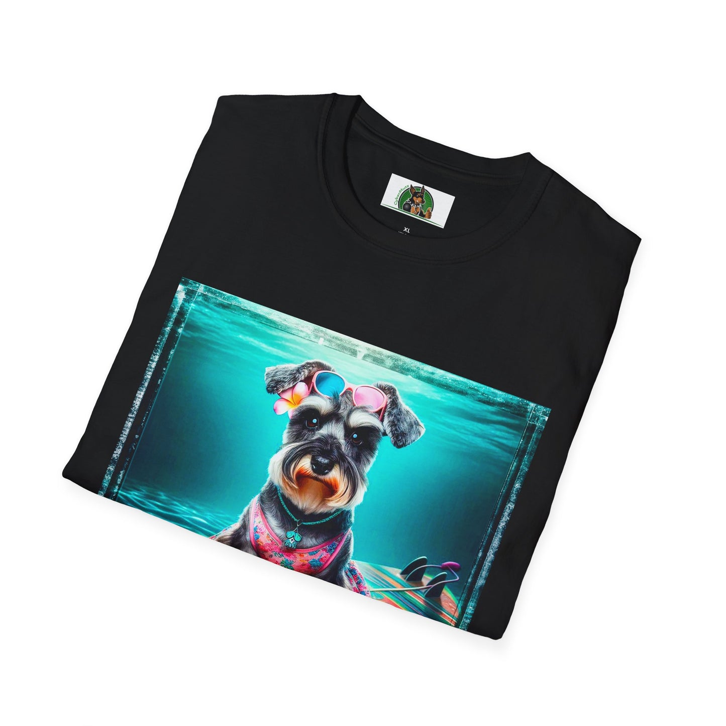 Miniature Schnauzer puppy surfing T-Shirt Printify