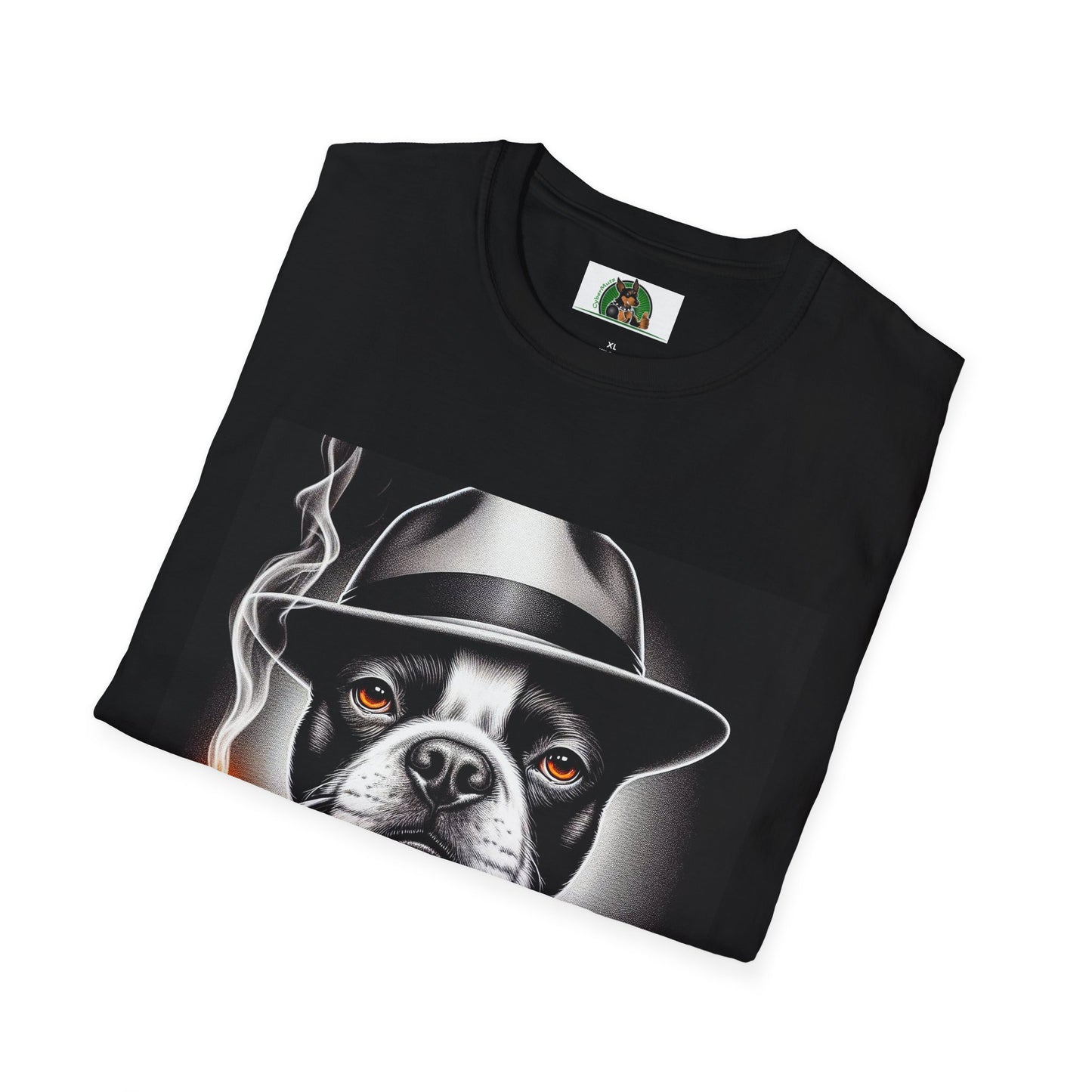 Boston Terrier Dog Smoking Pipe Drinking Whiskey T-Shirt Printify