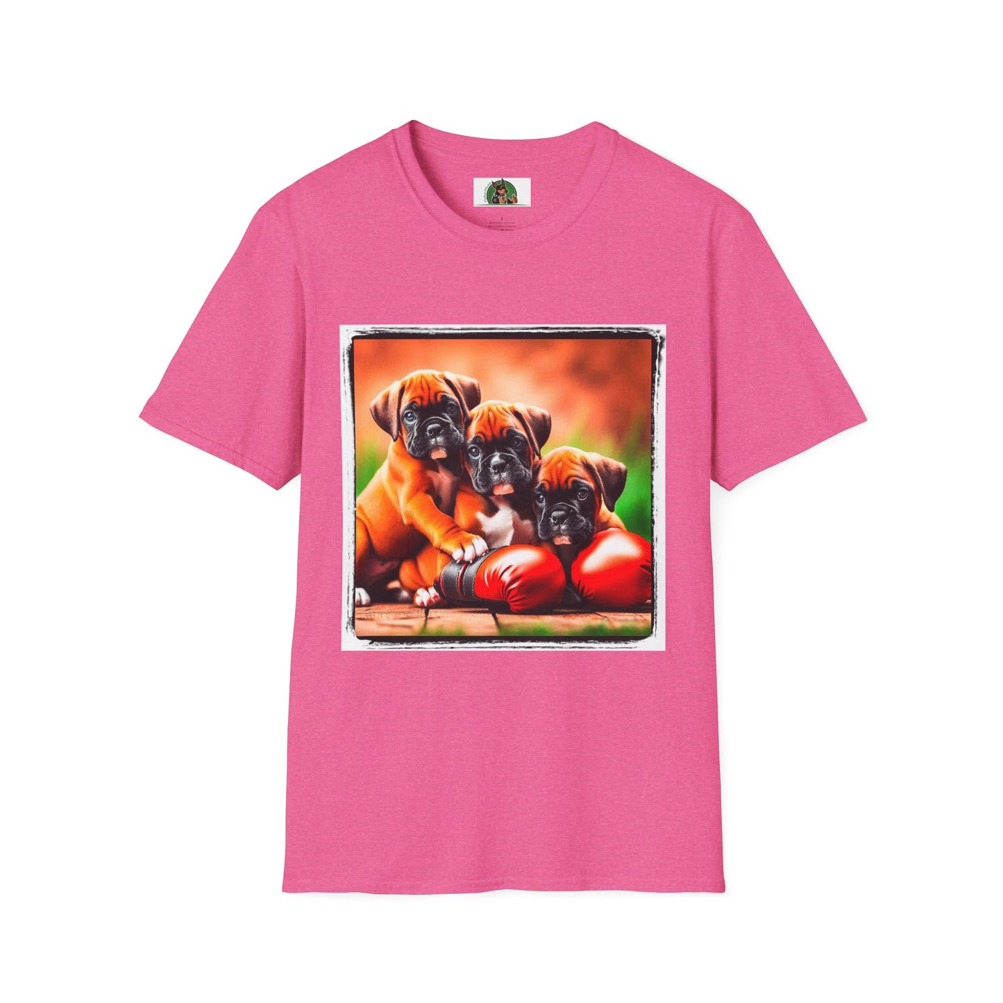 Boxer Puppy Dogs TShirt T-Shirt Printify S Heather Heliconia