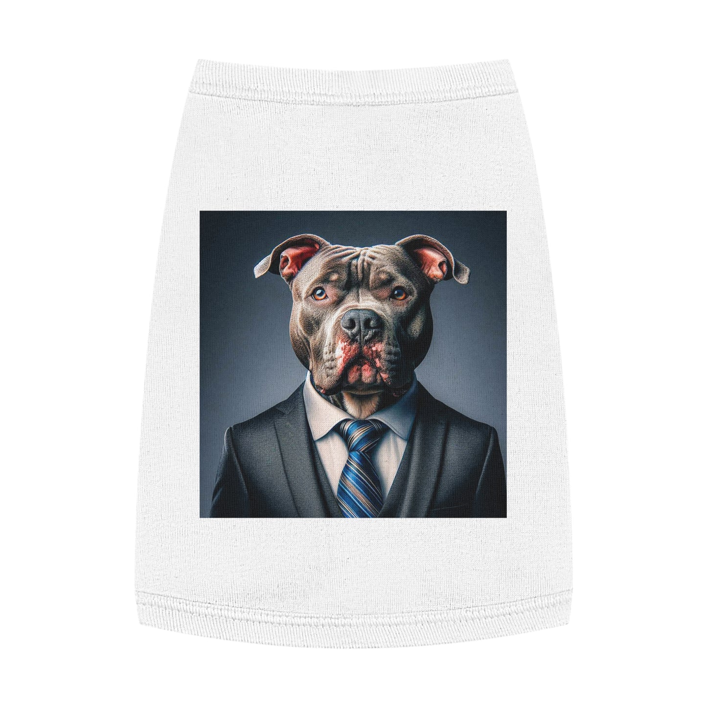 Pet Tank Top Pit Bull serious businessman Pets Printify M White