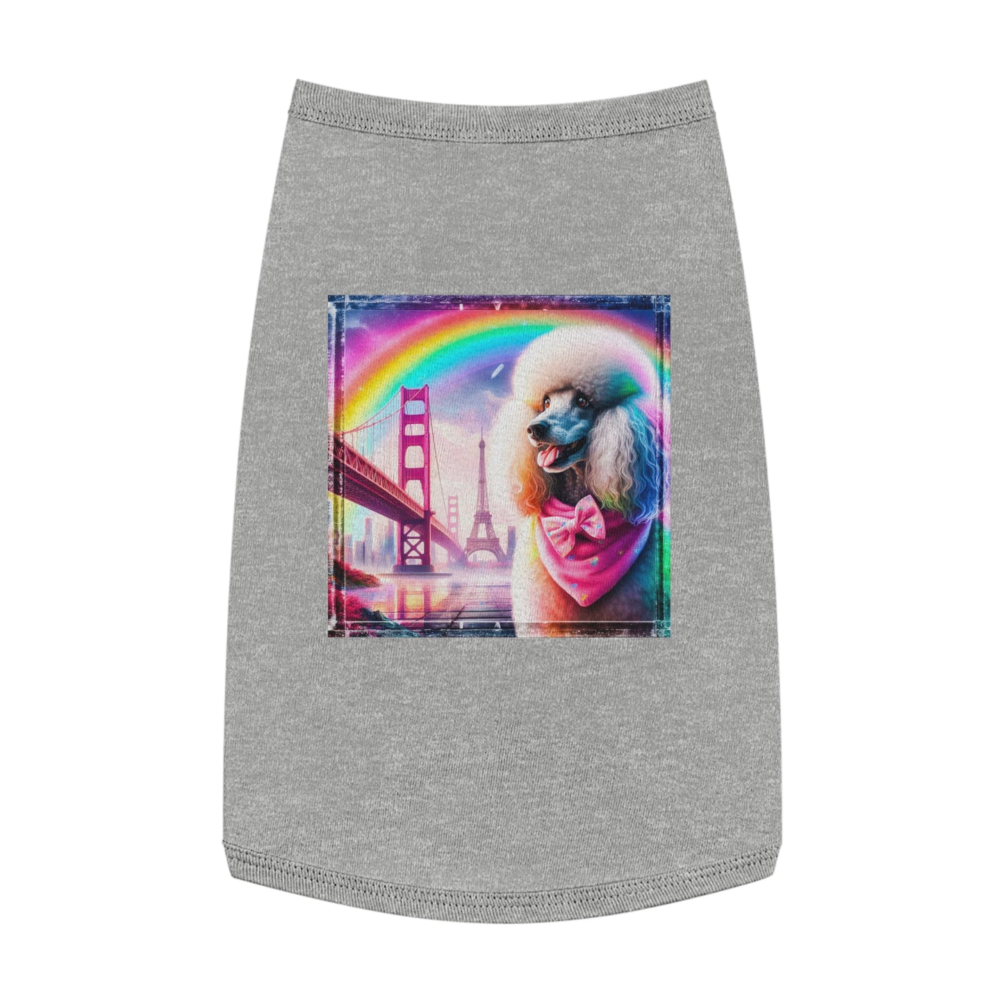 Pet Tank Top Poodle pink bridge shirt Pets Printify L Heather