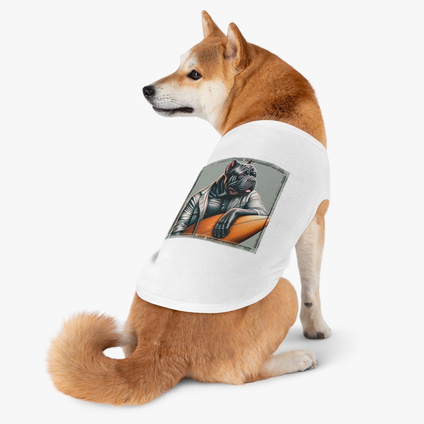 Pet Tank Top Cane Corso In Leather Jacket Surfer Pets Printify