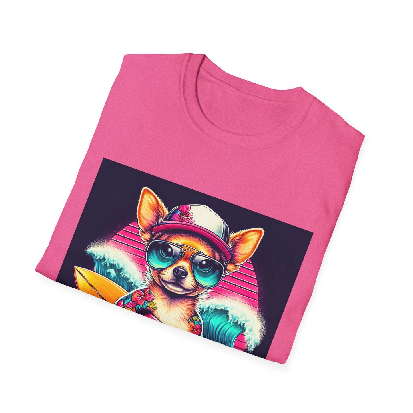 Chihuahua surfing colors t shirt