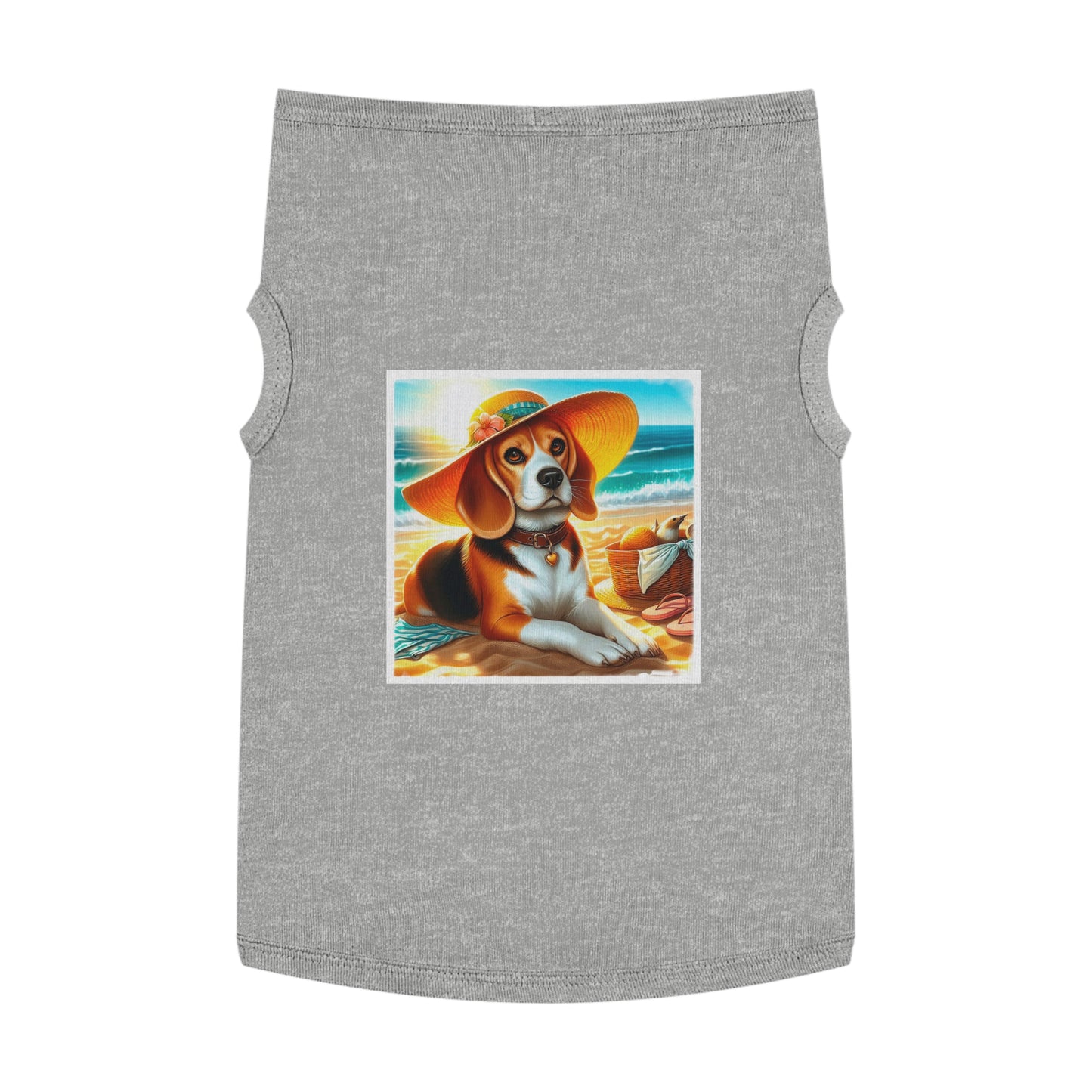 Pet Tank Top Beagle Wearing Sun Hat Pets Printify XL Heather