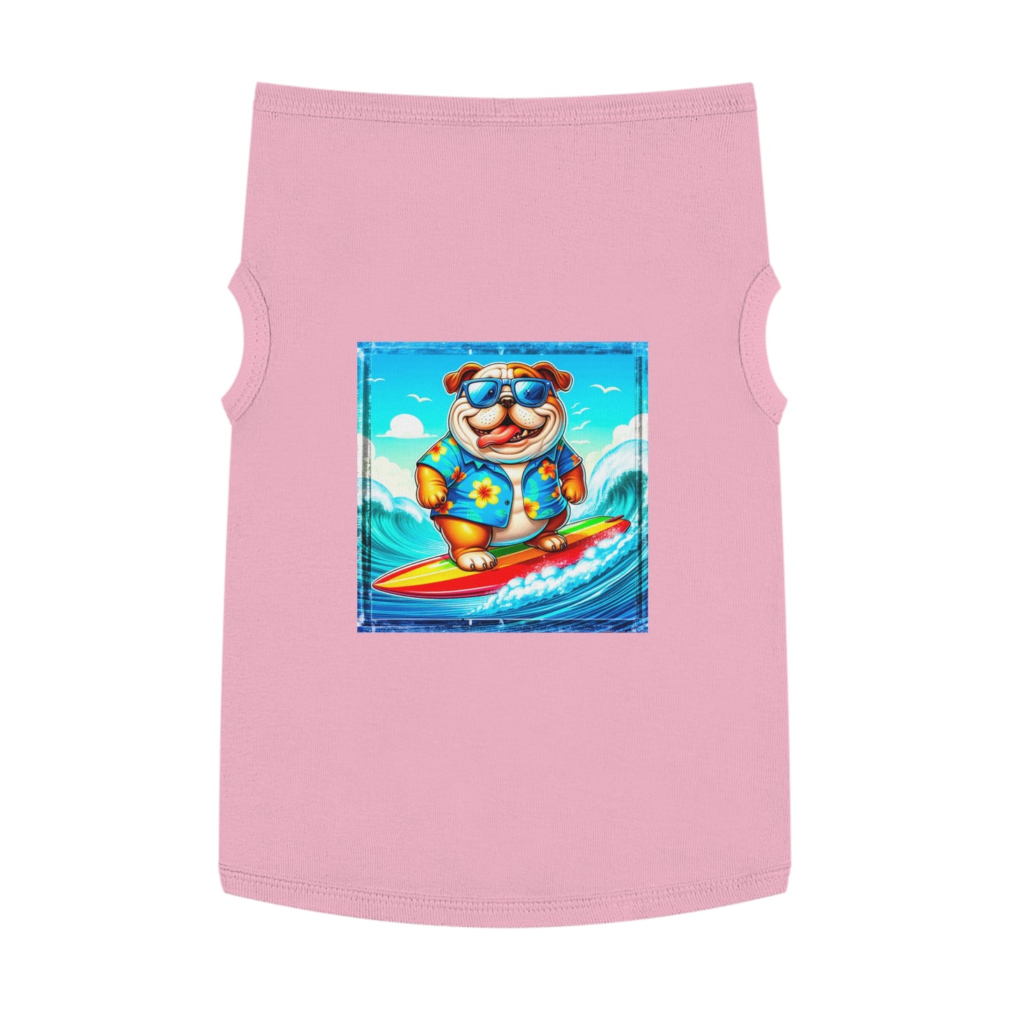 Pet Tank Top Bulldog surfing dog t shirt Pets Printify XL Pink