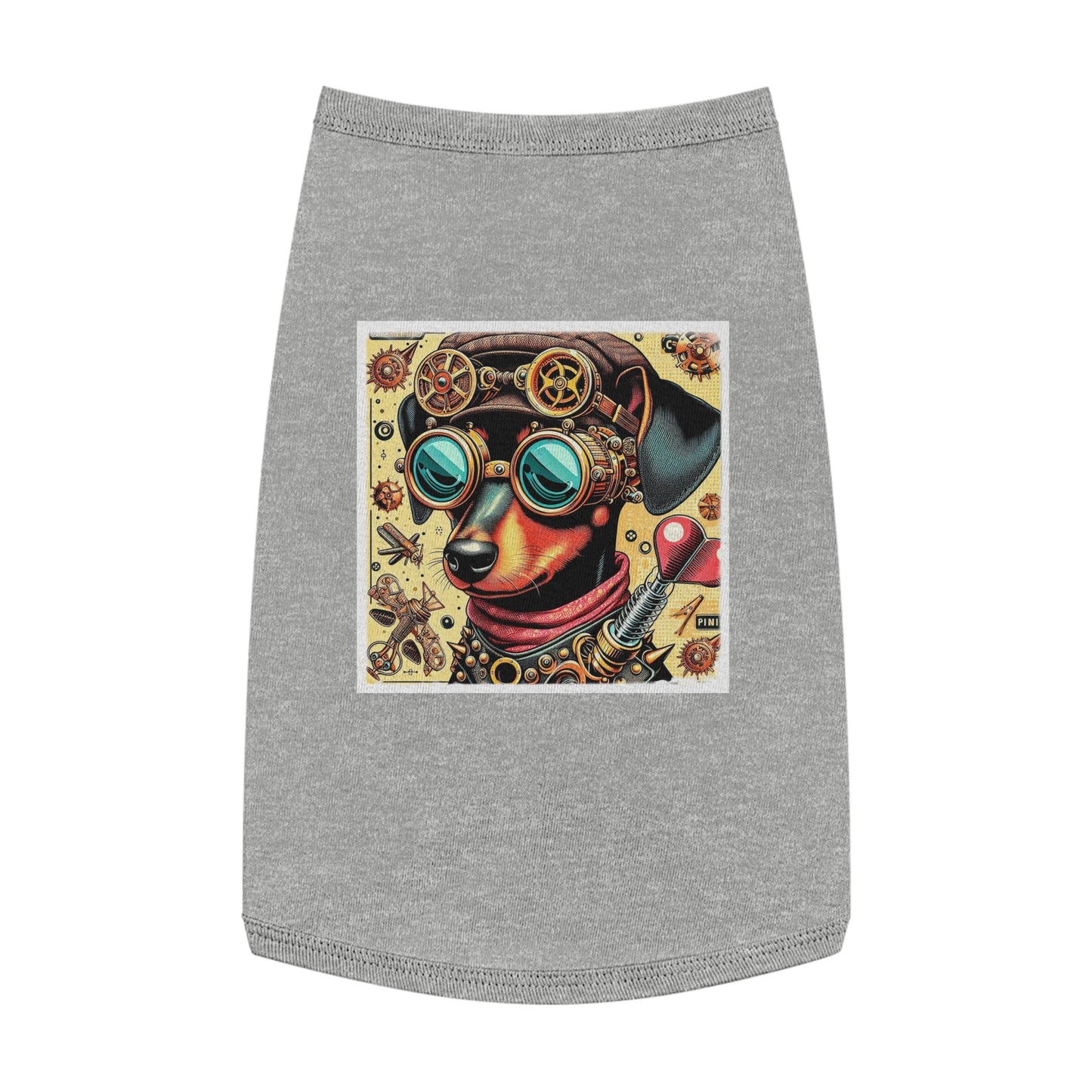 - Min Pin Tank Tops Steam punk puppy Pets Printify L Heather
