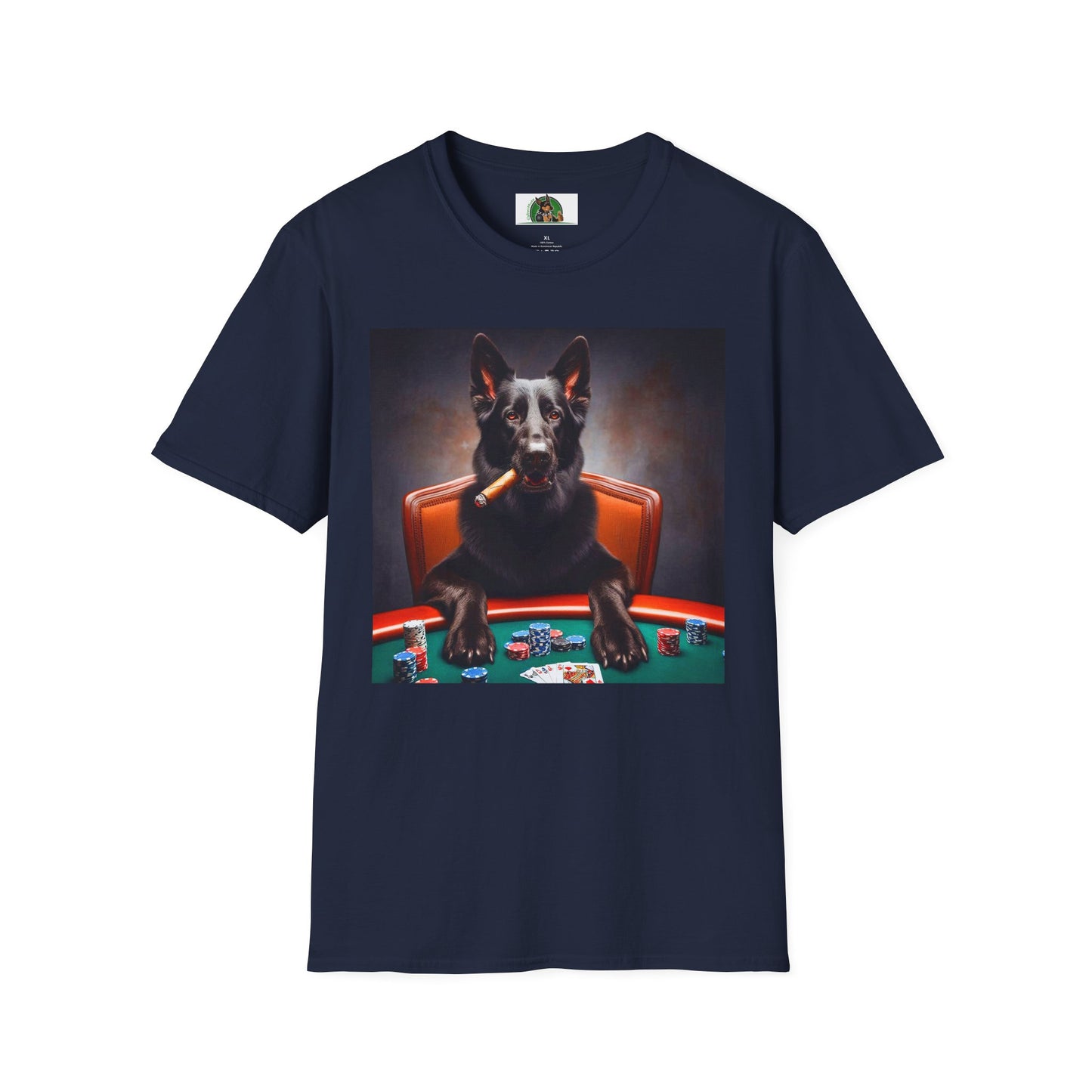 German Shepherd poker shirt T-Shirt Printify Navy S