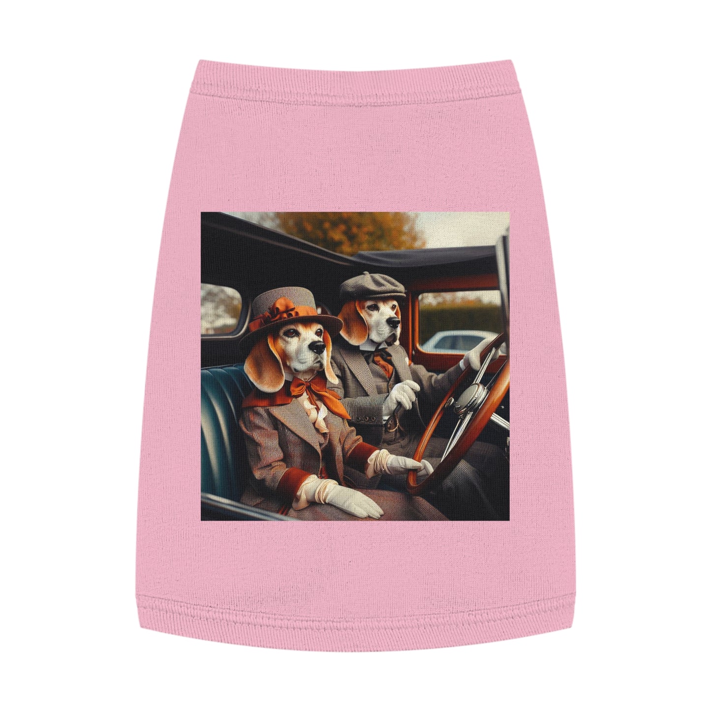 Pet Tank Top Wacky Beagle Dogs In Old Time Car Pets Printify M Pink