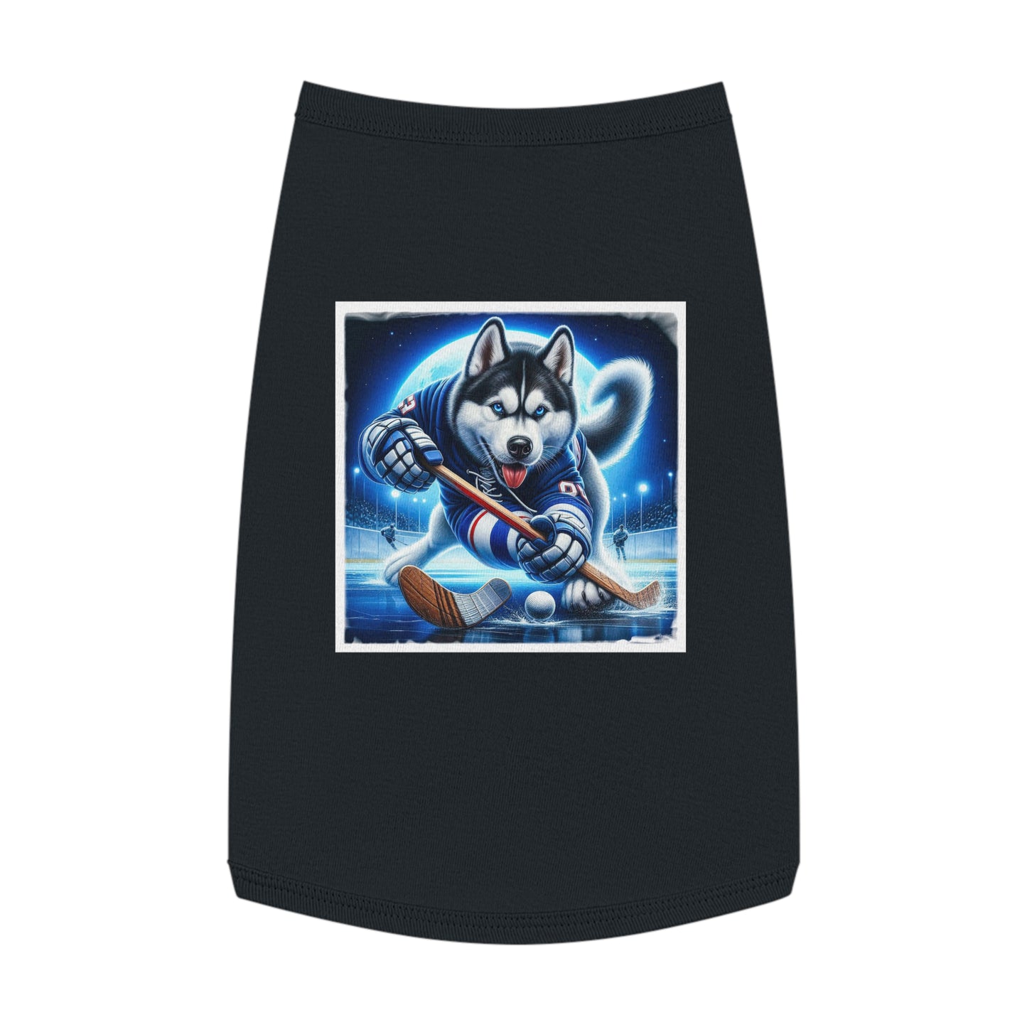 Pet Tank Top Husky hockey player Pets Printify L Black