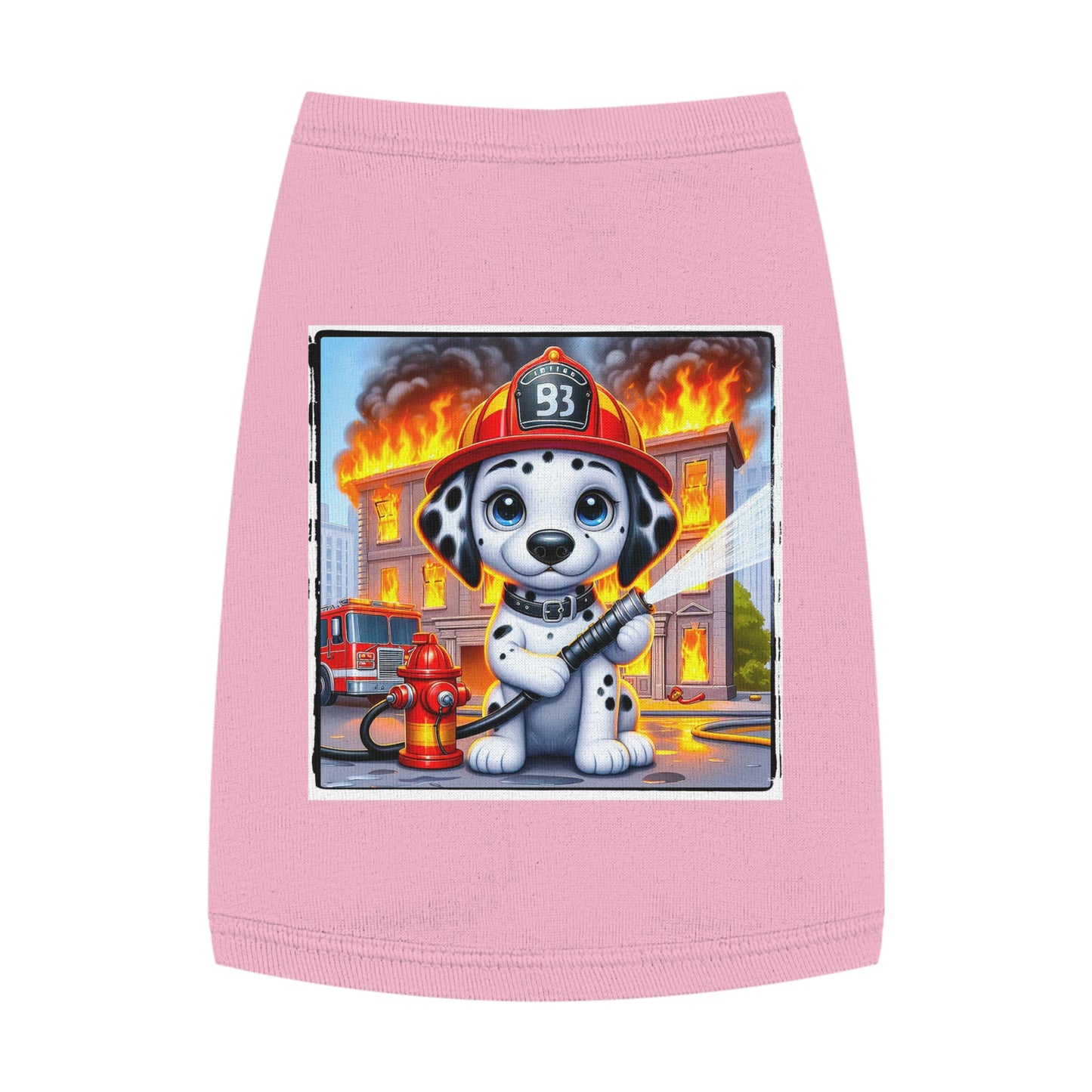 Pet Tank Top Dalmatian small fireman t shirt Pets Printify M Pink