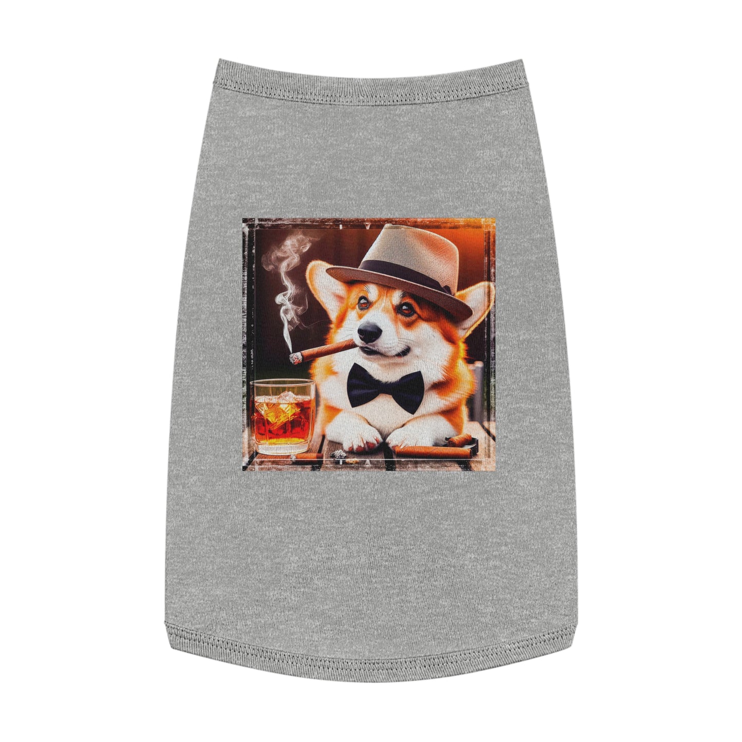 Pembroke Welsh Corgi cigars and whiskey Pets Printify L Heather