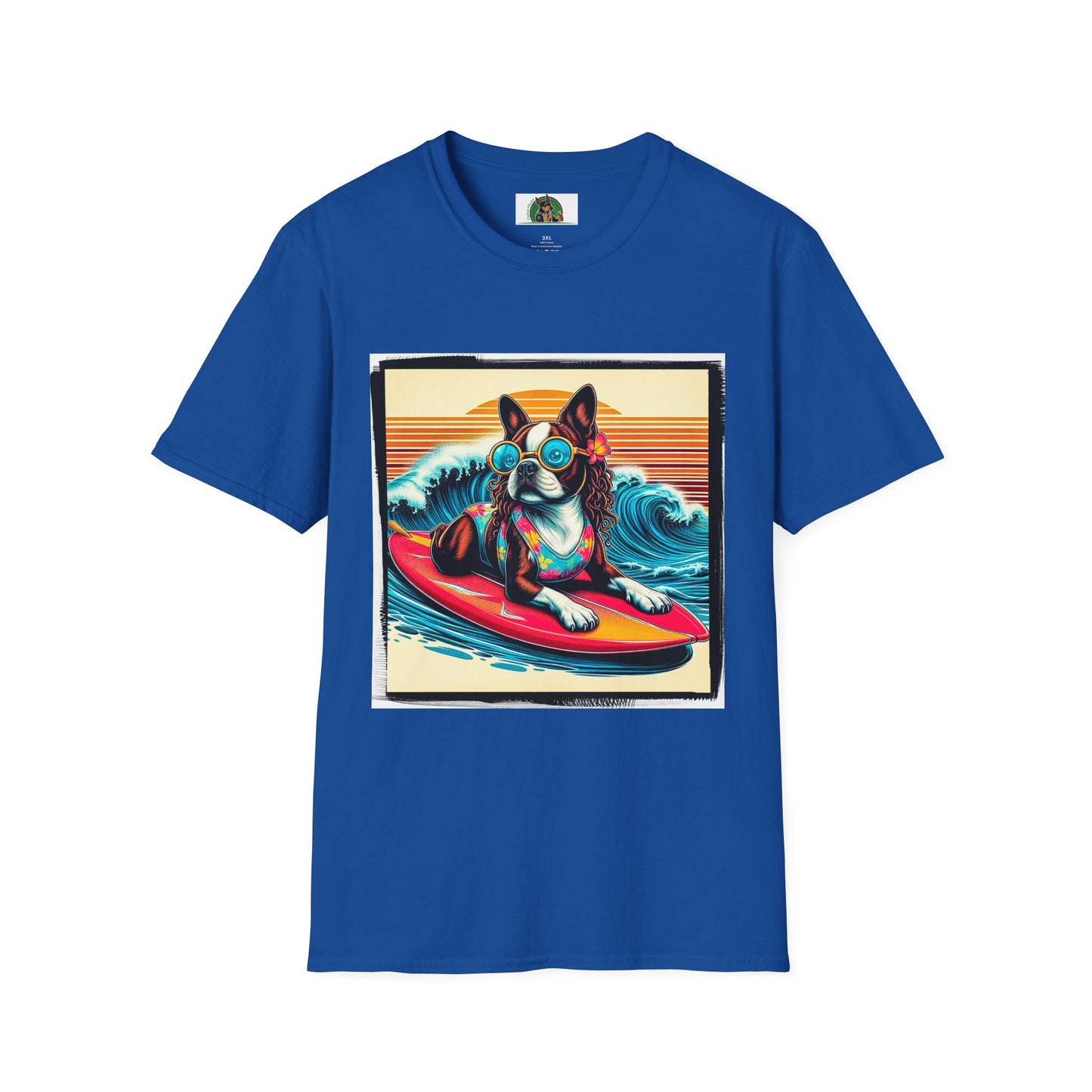Boston Terrier Surfer Dog T-Shirt Printify XS Royal