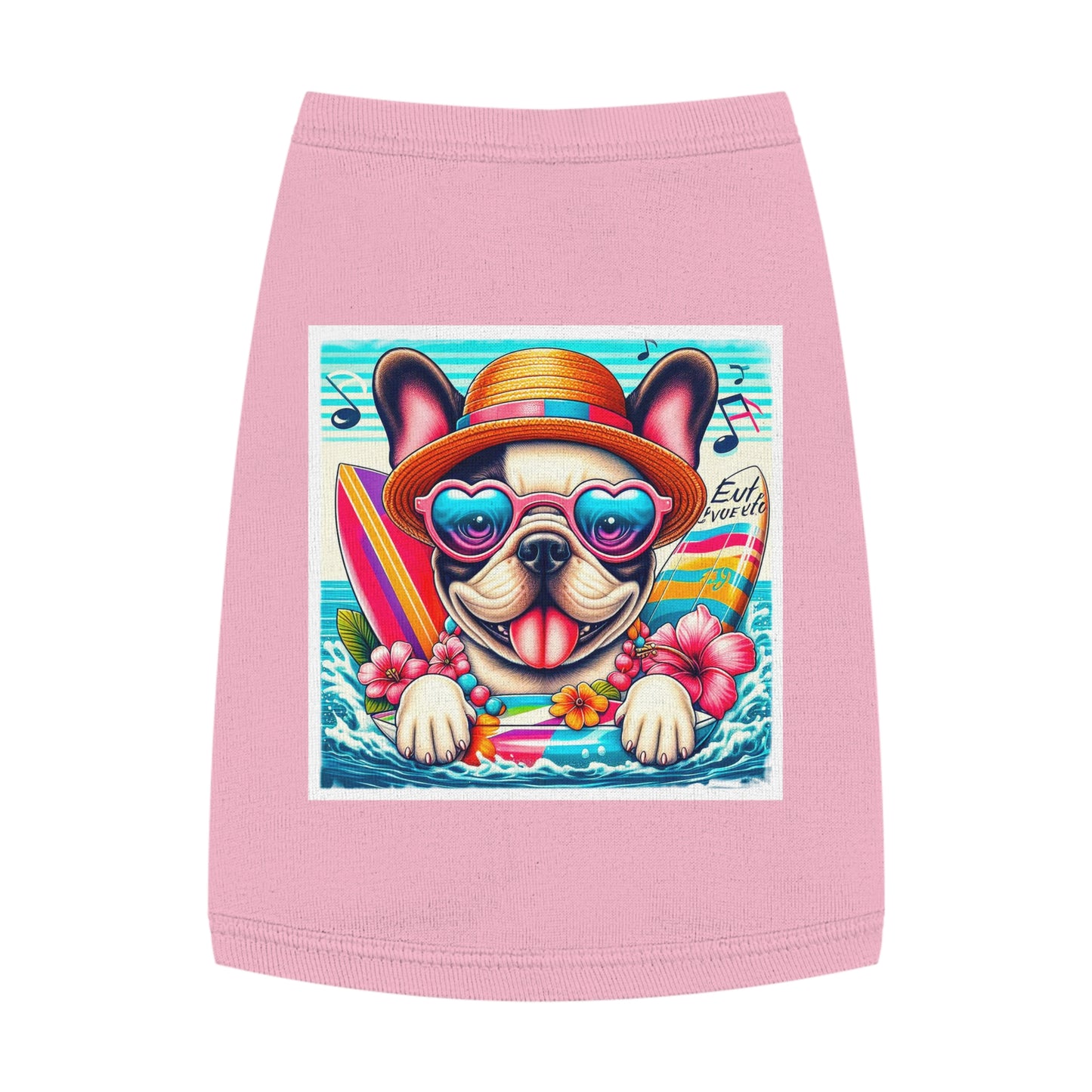 Pet Tank Top French Bulldog colorful surfing t shirt Pets Printify M Pink