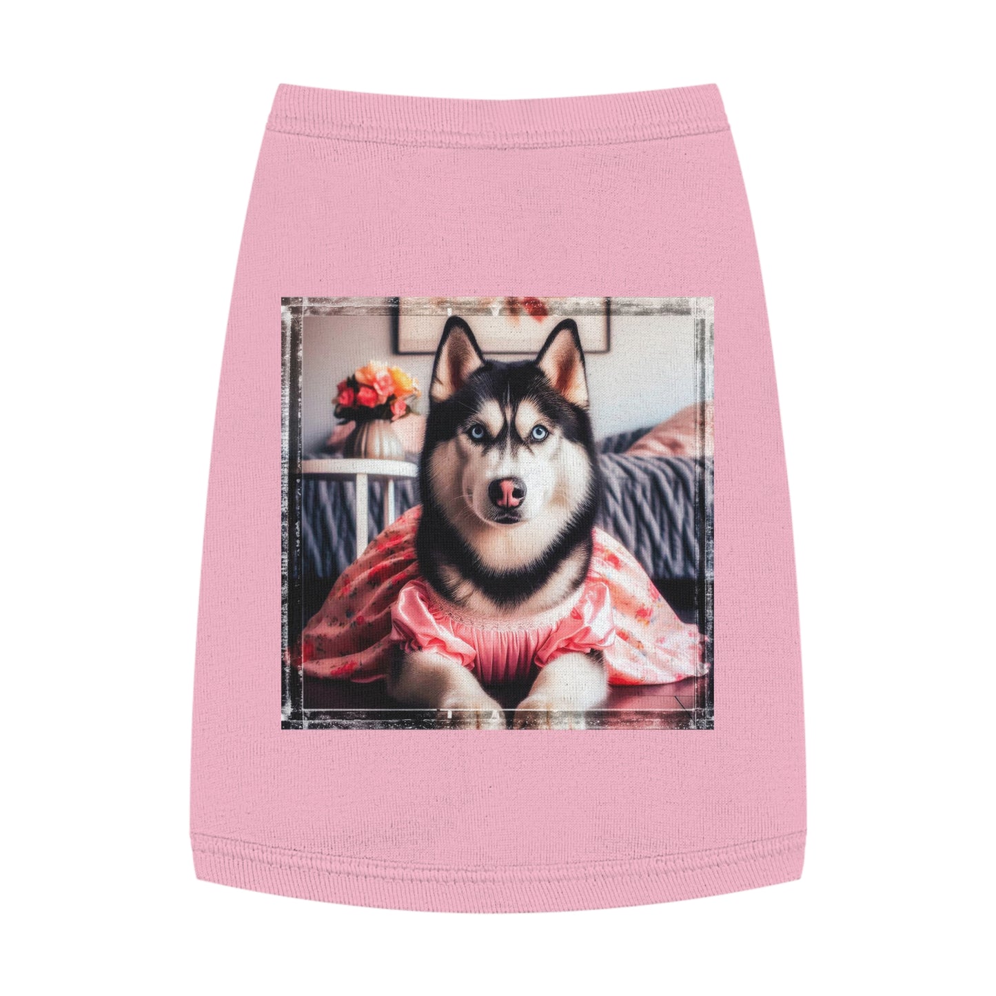 Pet Tank Top Husky pretty pink dress Pets Printify M Pink