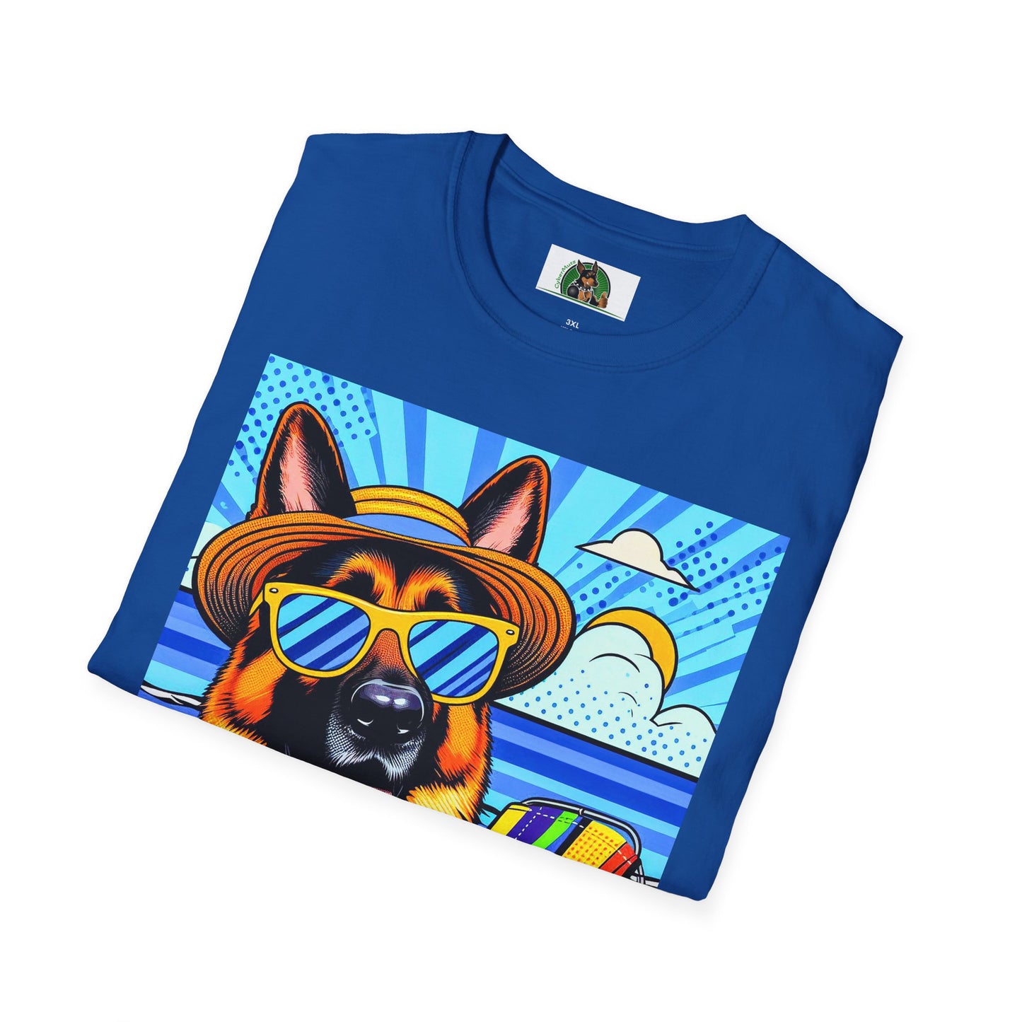 German Shepherd beach puppy shirt T-Shirt Printify