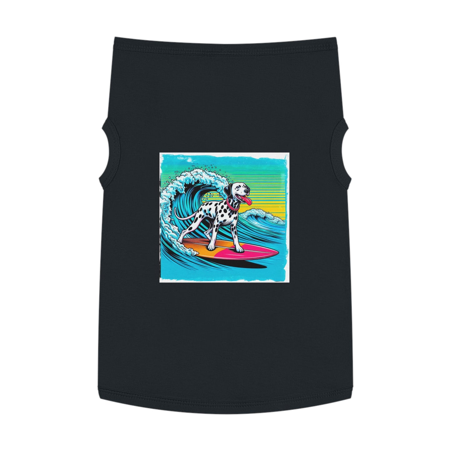 Pet Tank Top Dalmatian colorful waves t shirt Pets Printify