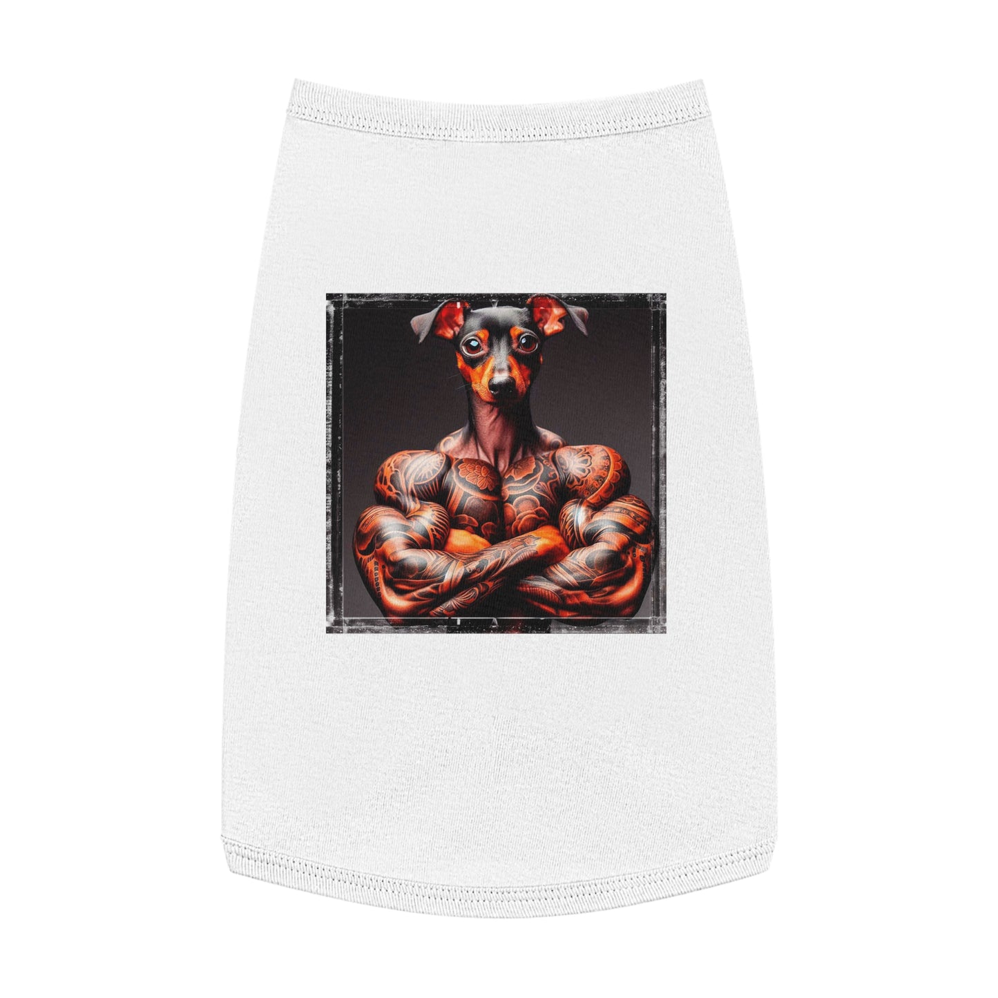 Dog Tank Top - Min Pin Tank Tops tiny muscles Pets Printify L White