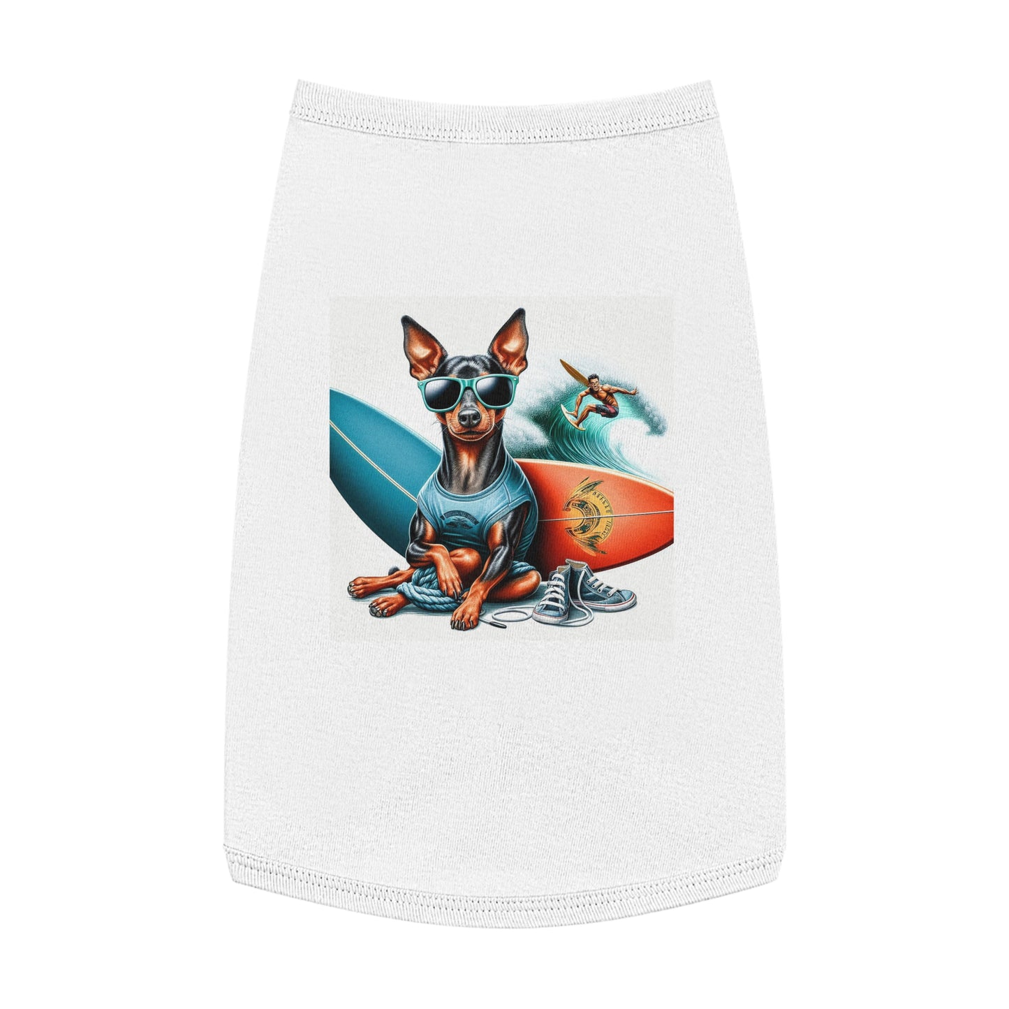 Min Pin Tank Tops surfs up Pets Printify L White