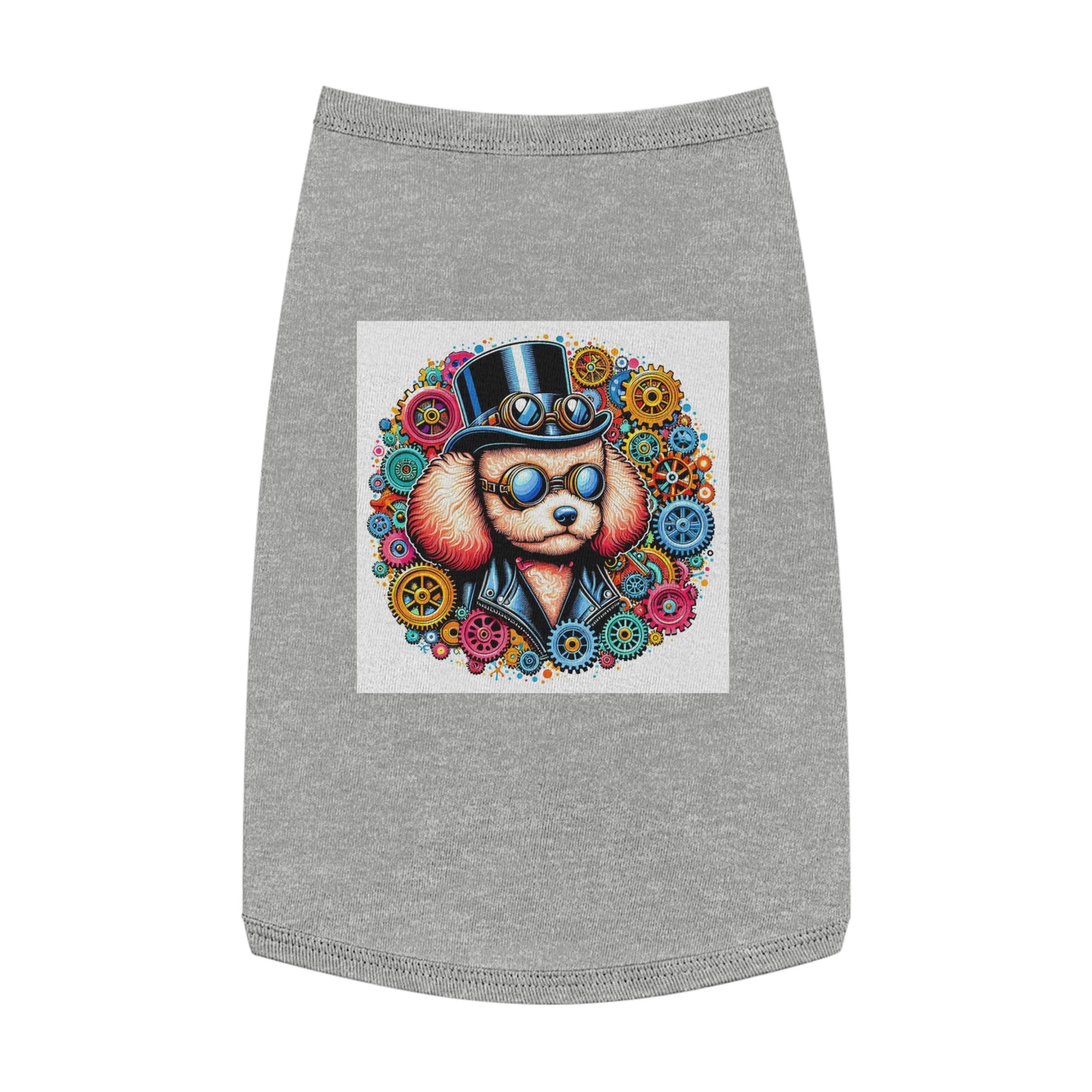 Pet Tank Top Poodle colorful gears Pets Printify L Heather