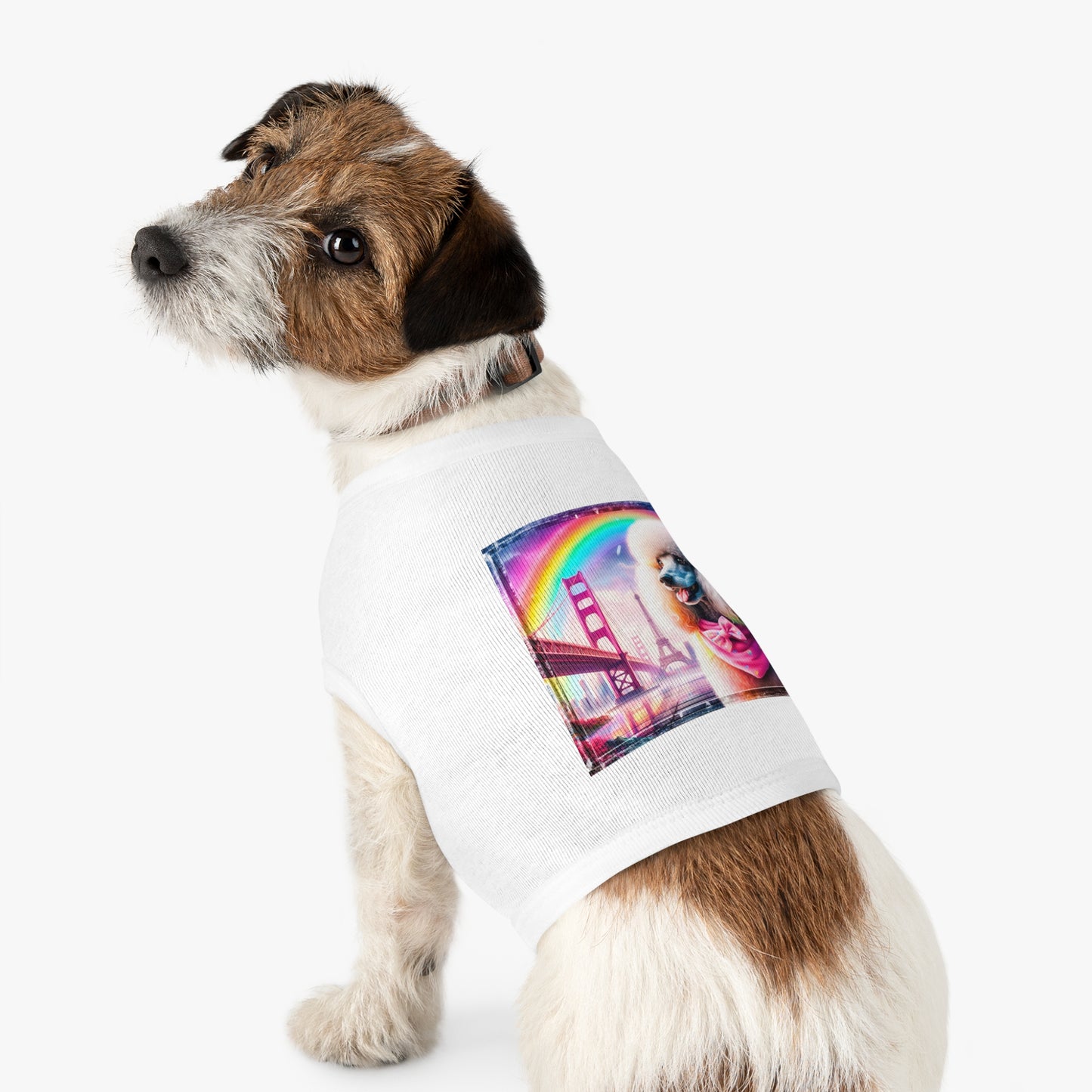 Pet Tank Top Poodle pink bridge shirt Pets Printify