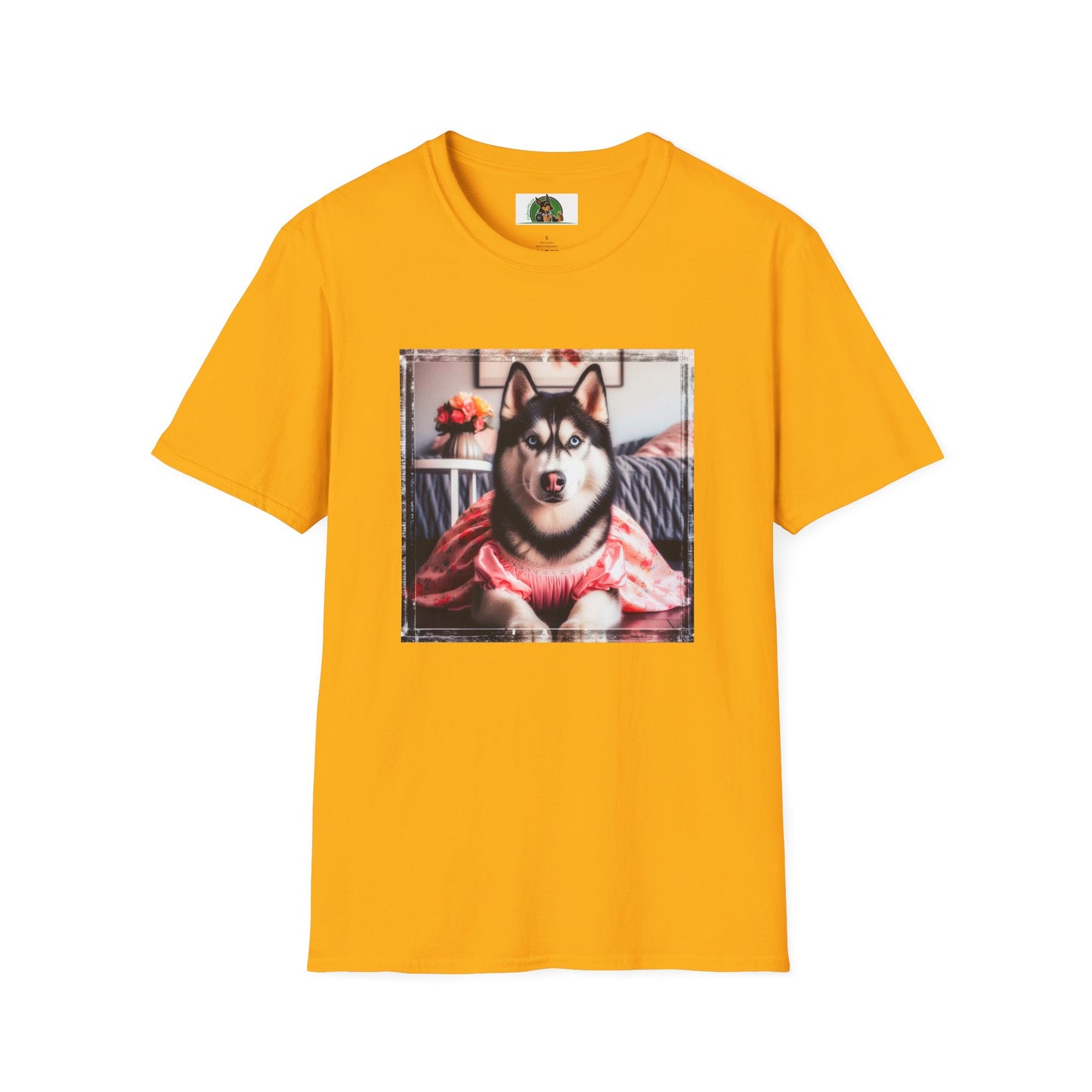 Husky pretty pink dress shirt T-Shirt Printify S Gold