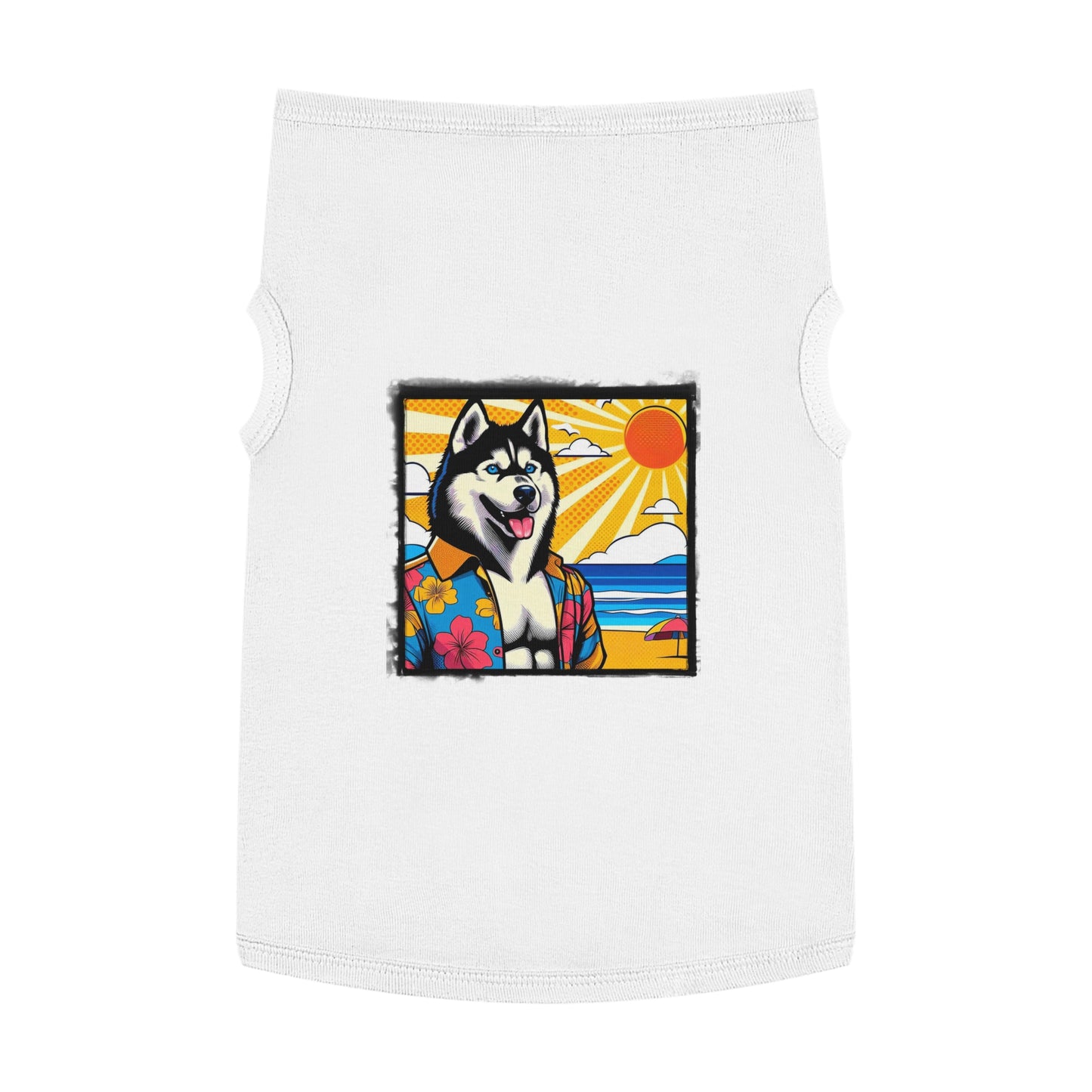 Pet Tank Top Husky beach day Pets Printify XL White