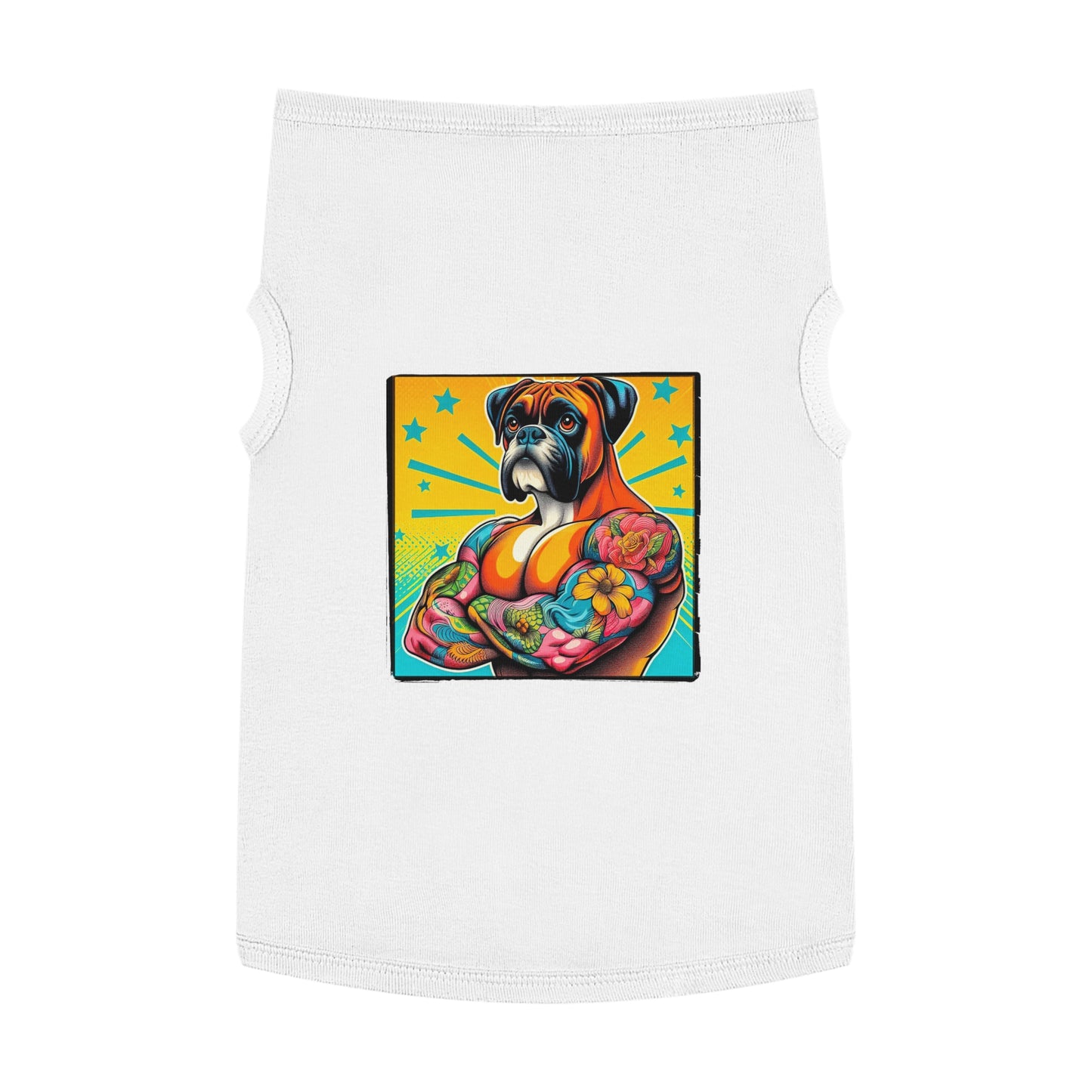 Pet Tank Top Boxer Tattooed Dog Pets Printify XL White
