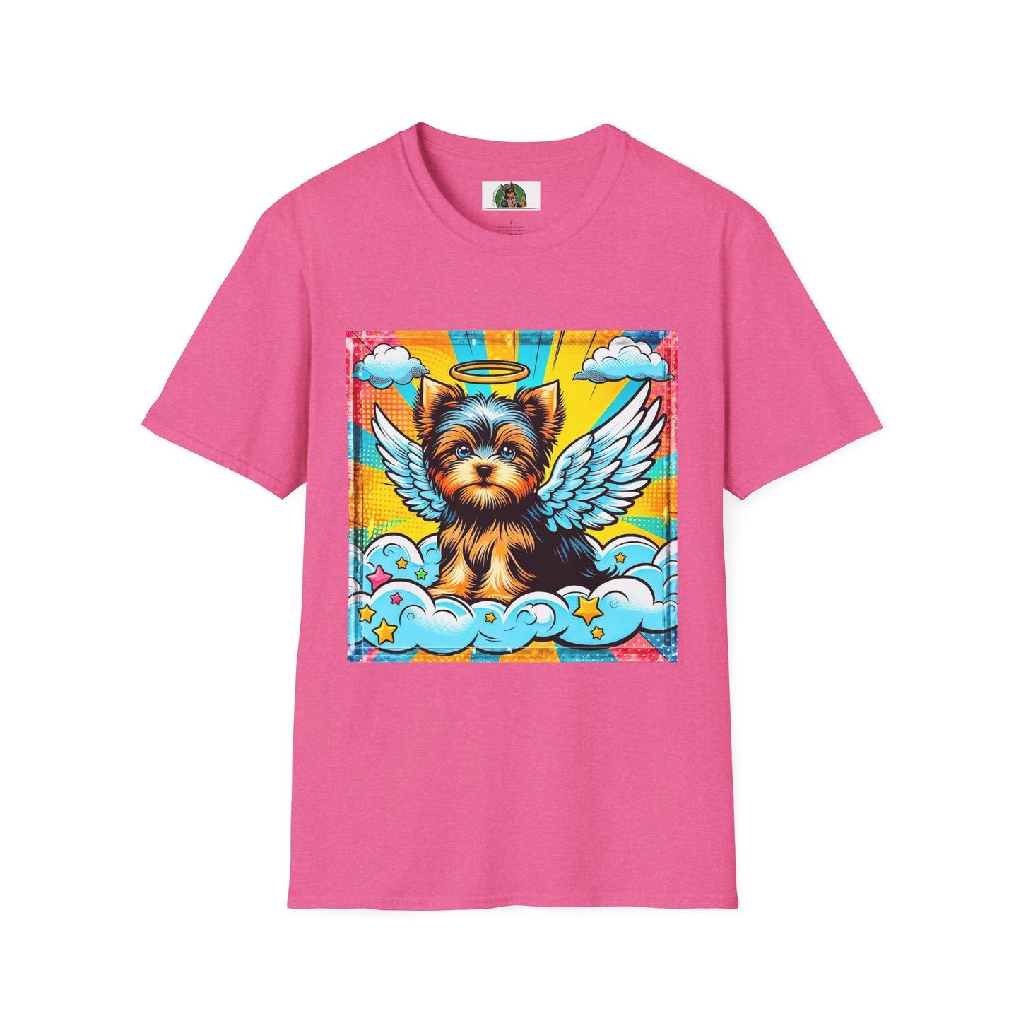 Yorkie pop art clouds shirt T-Shirt Printify S Heather Heliconia