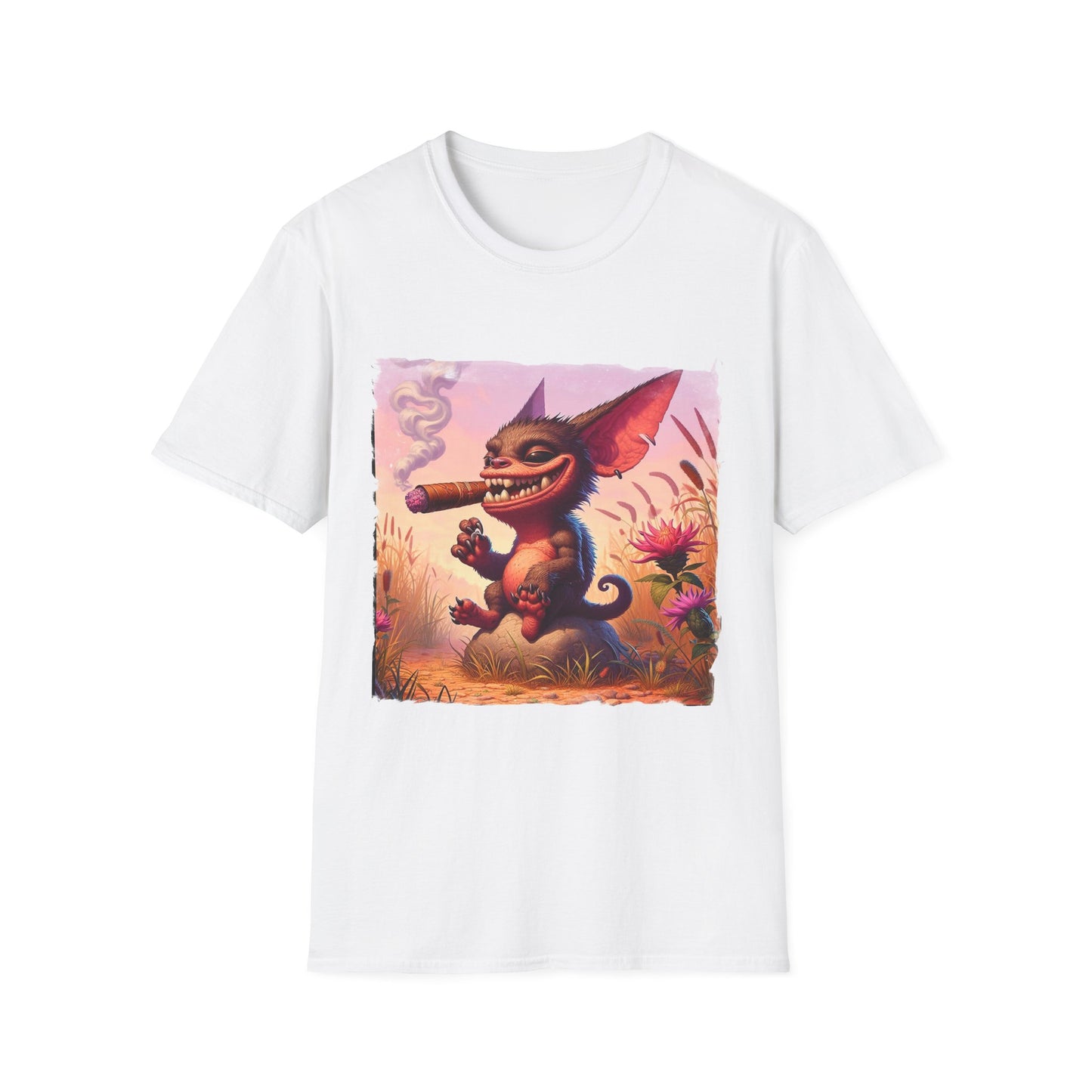 Chupacabra happily smoking t shirt T-Shirt Printify XS White