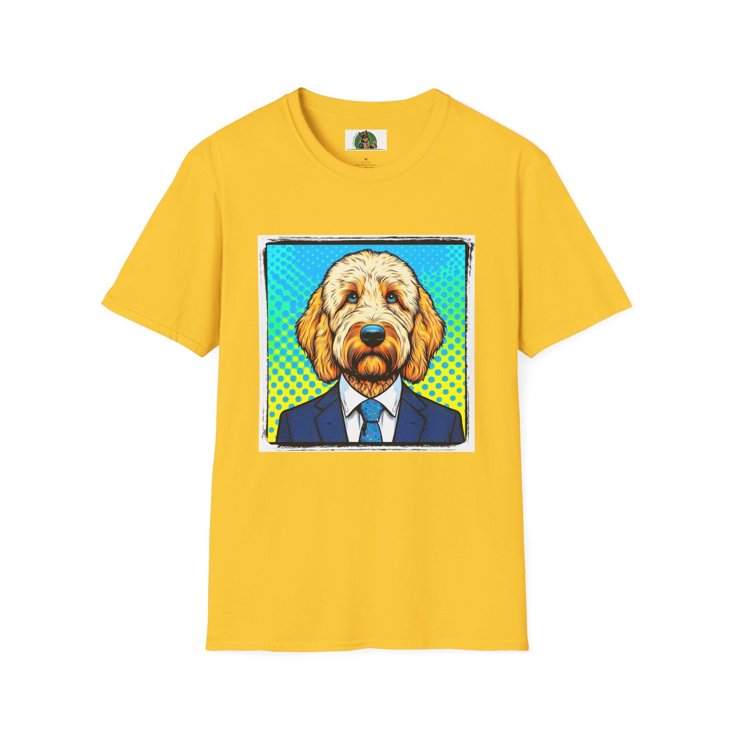 Golden Doodle blue suit t shirt T-Shirt Printify S Daisy