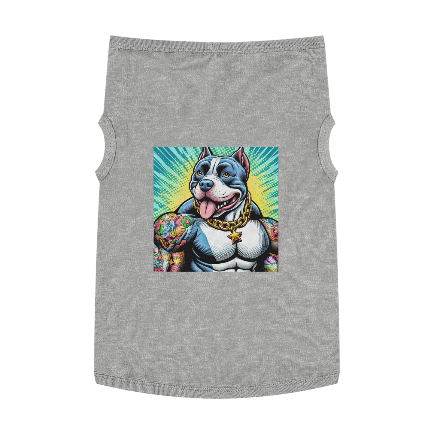 Pet Tank Top Pit Bull huge muscles shirt Pets Printify XL Heather