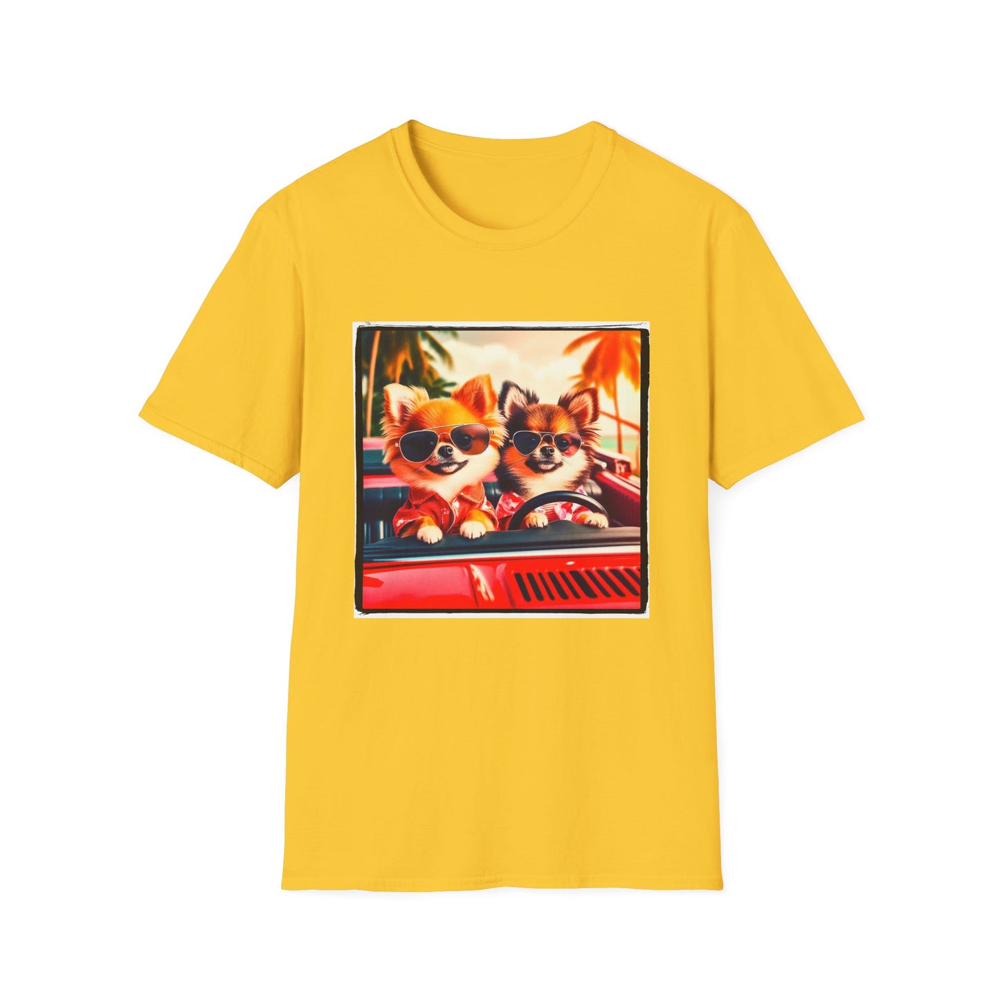 Chihuahua driving beach scene t shirt T-Shirt Printify S Daisy