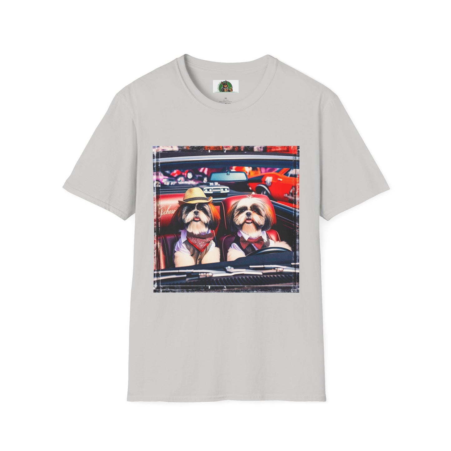 Wacky Shih Tzu driving frirbfs T-Shirt Printify S Ice Grey