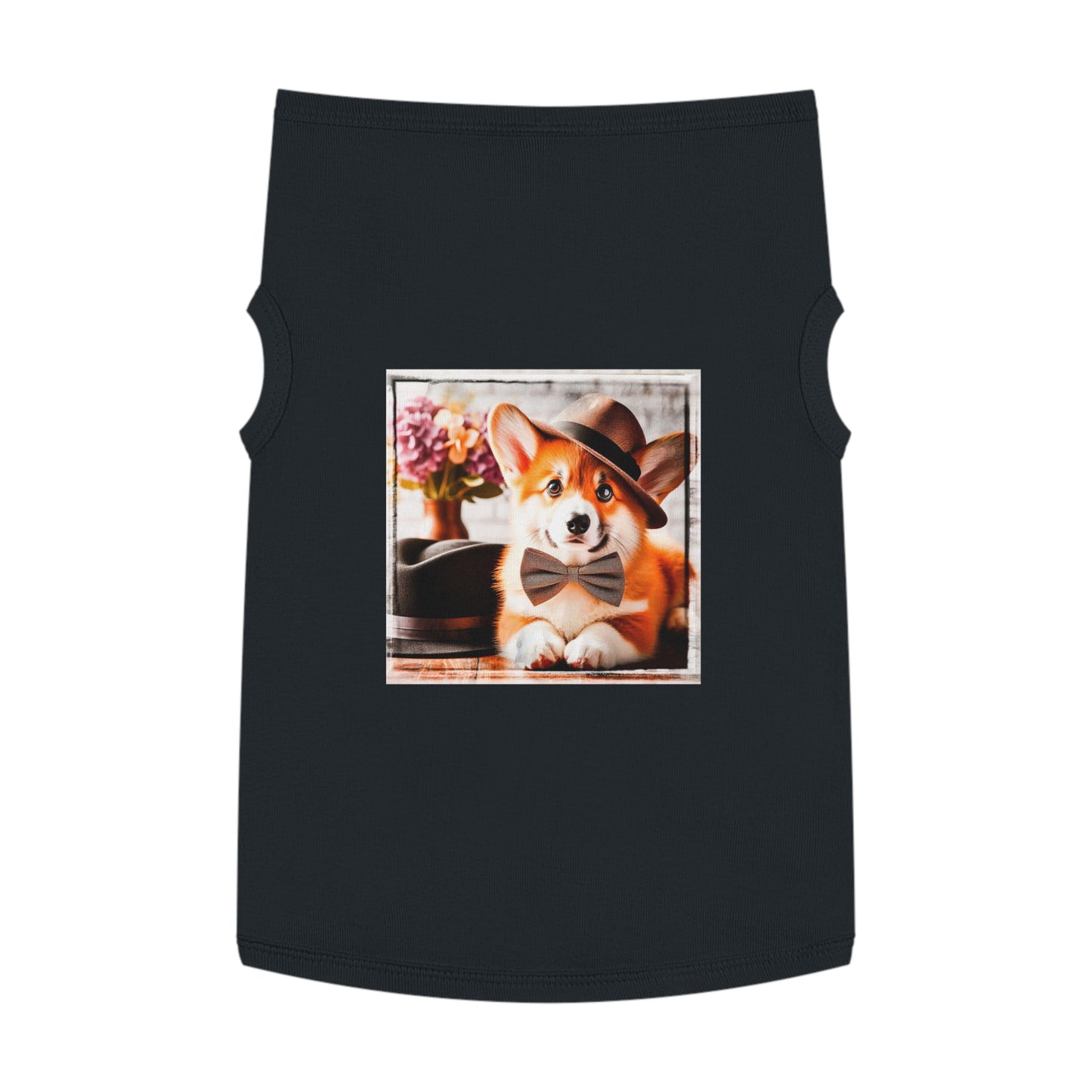 Pet Tank Top Pembroke Welsh Corgi pretty bow tie Pets Printify