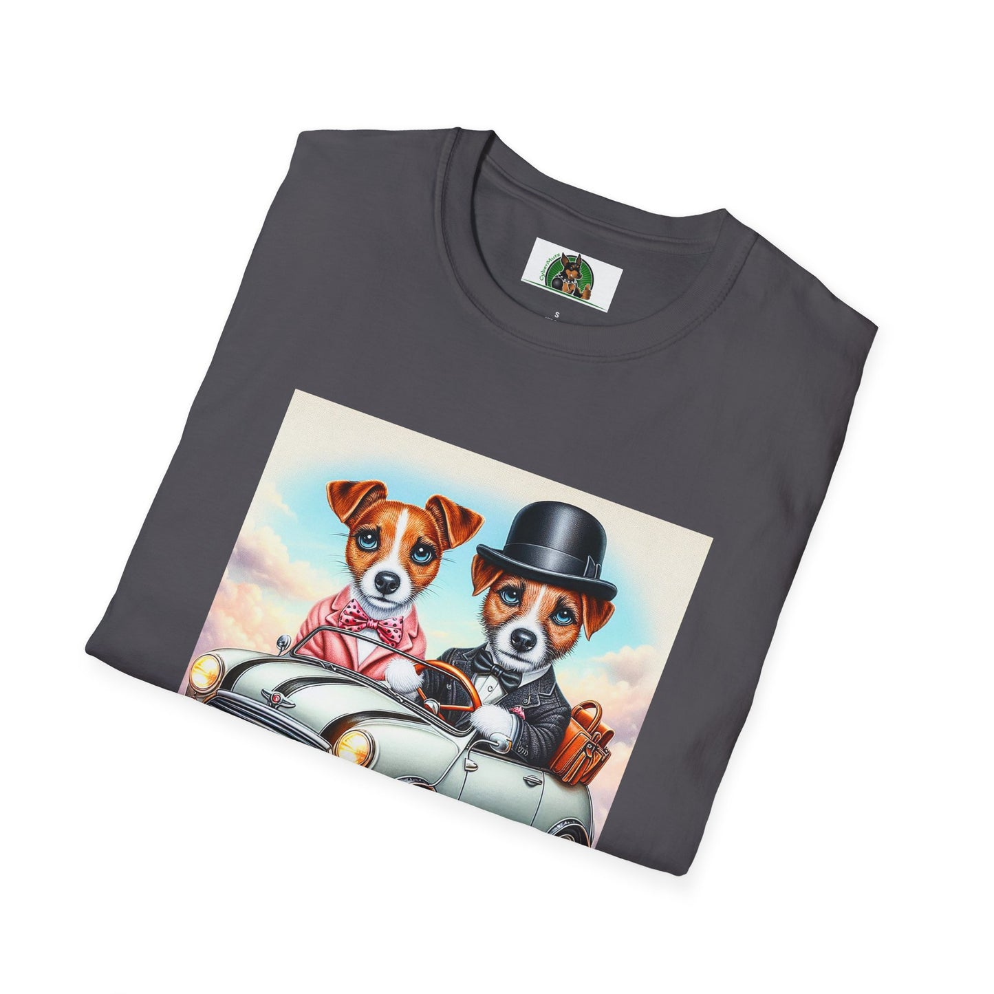 Wacky Jack Russell Top Hat Couple In Car T-Shirt Printify
