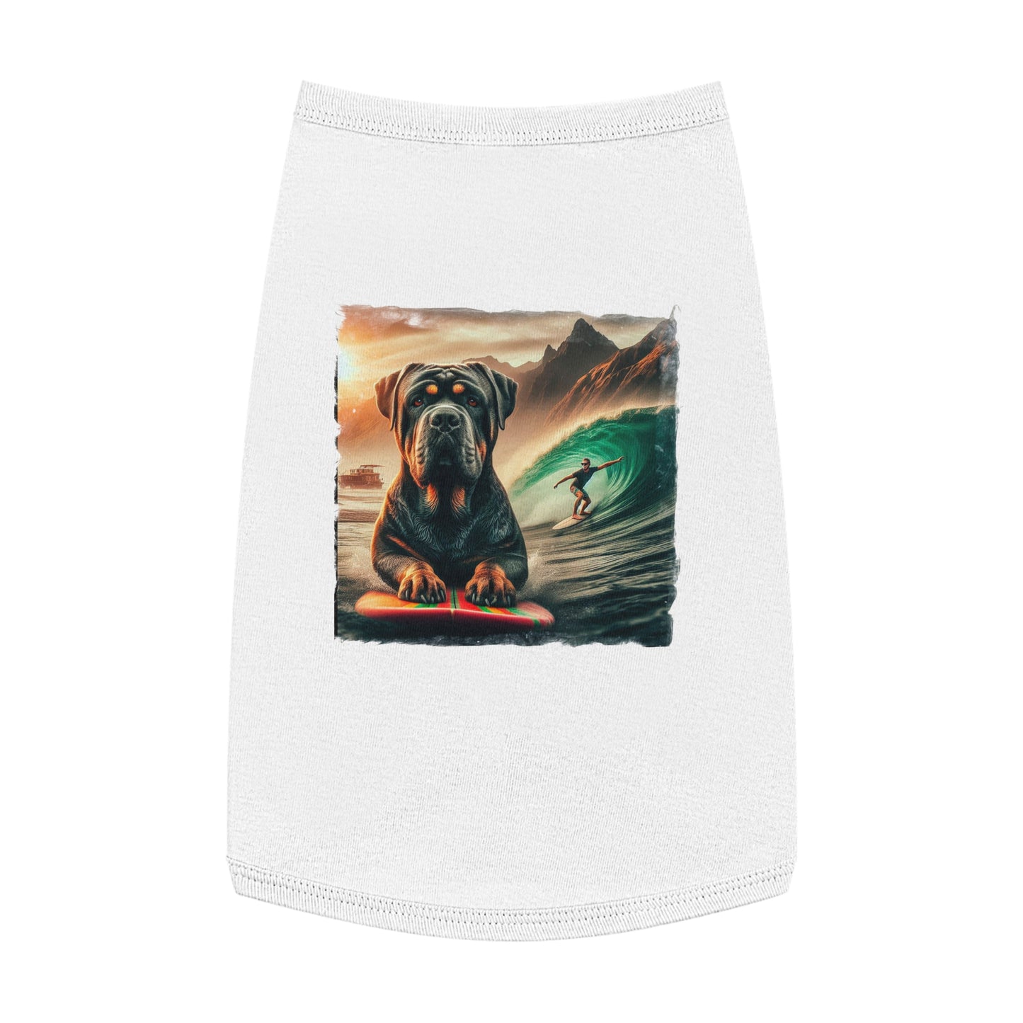 Pet Tank Top Cane Corso Surfing Dog Pets Printify L White