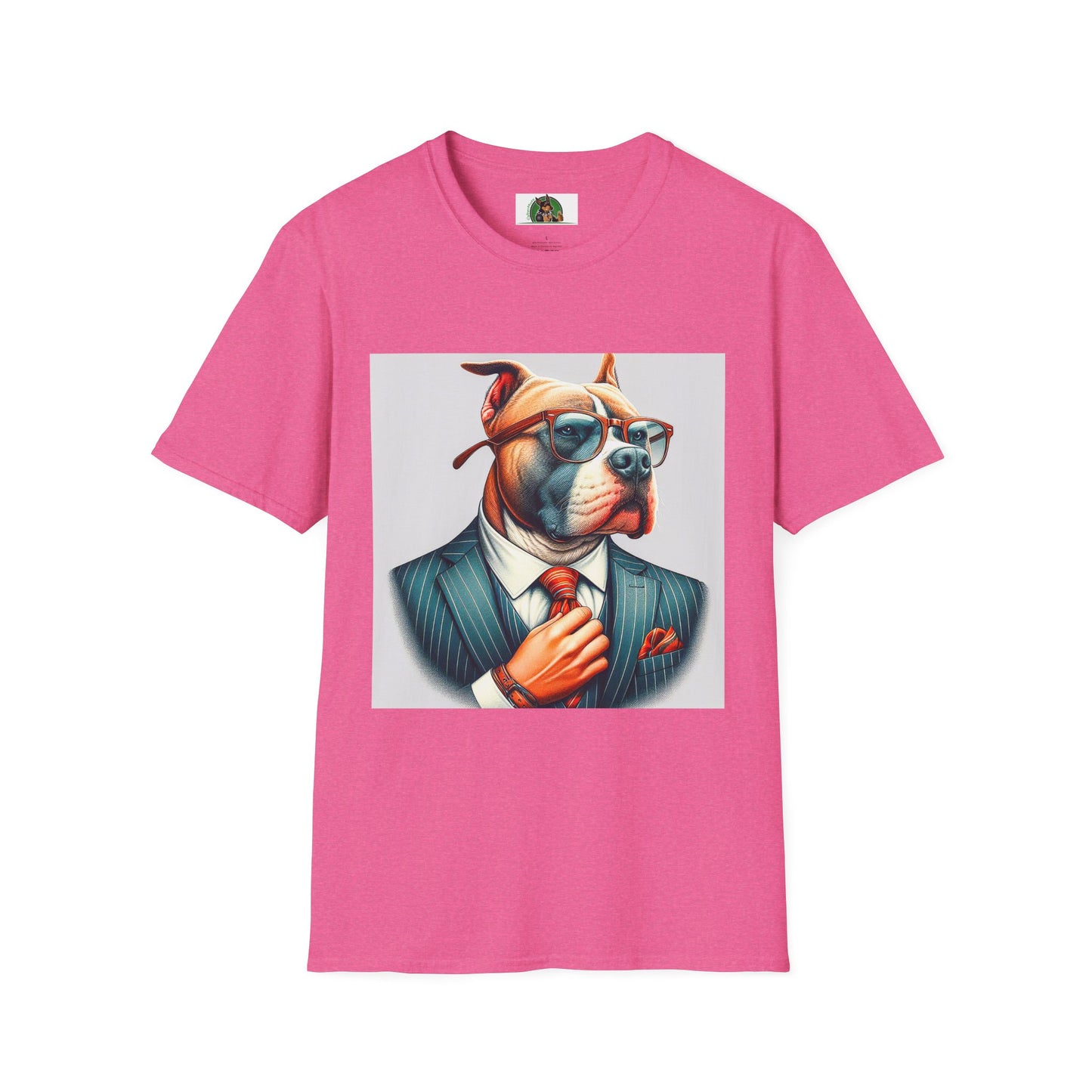Pit Bull men in black shirt T-Shirt Printify S Heather Heliconia