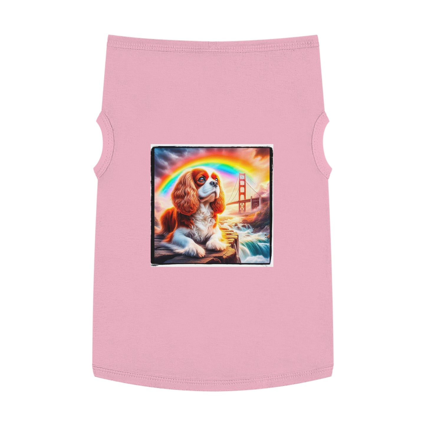 Pet Tank Top Cavalier King Charles Spaniel Rainbow bridge T Shirt Pets Printify XL Pink