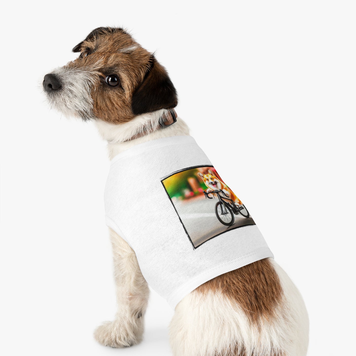 Pet Tank Top Pembroke Welsh Corgi bike riding Pets Printify