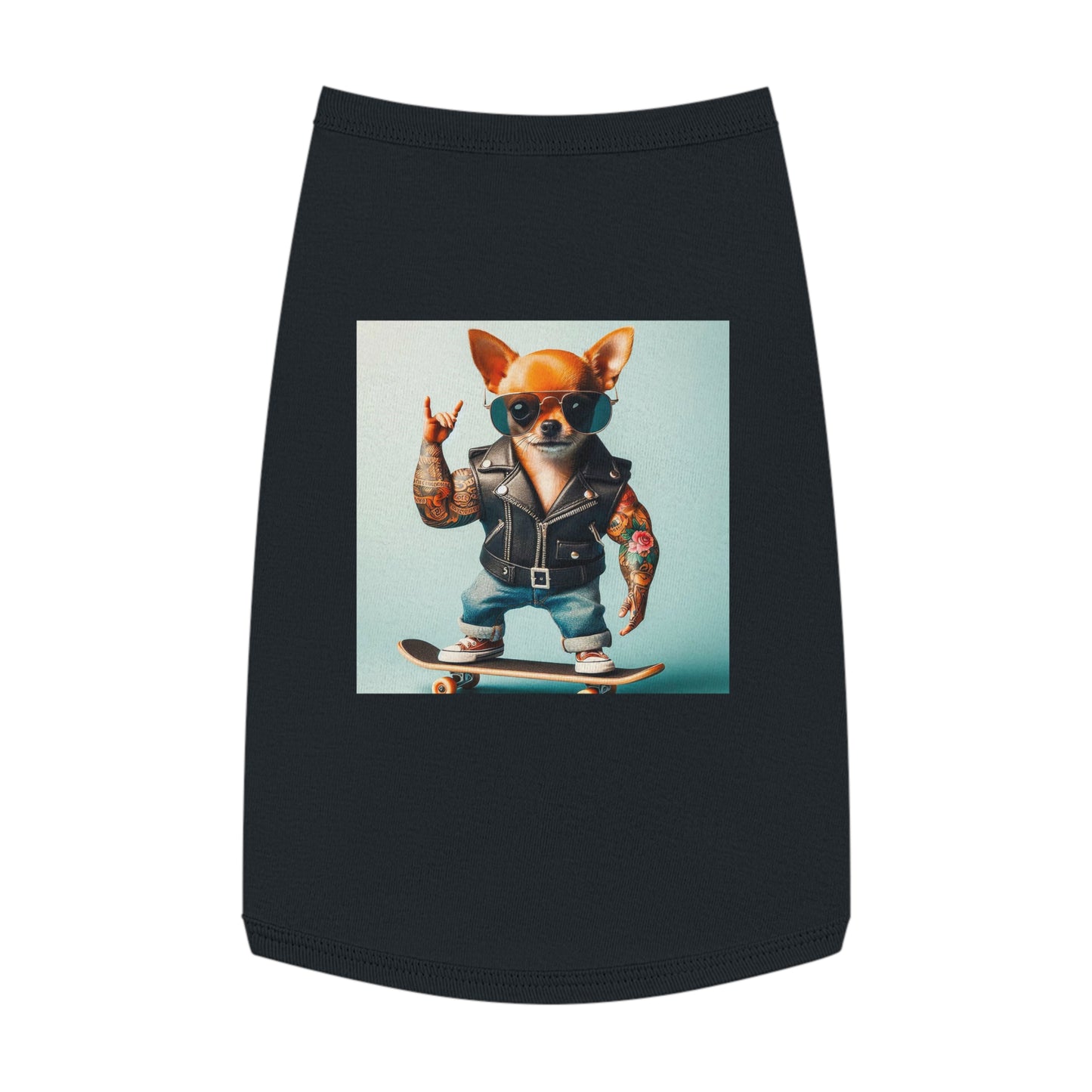 Pet Tank Top Chihuahua skating t shirt Pets Printify