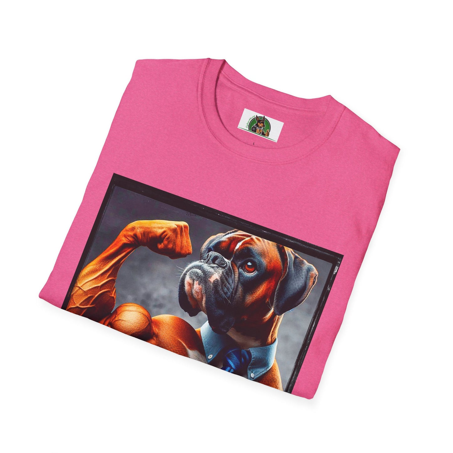 Boxer Dog Flexing T-Shirt T-Shirt Printify